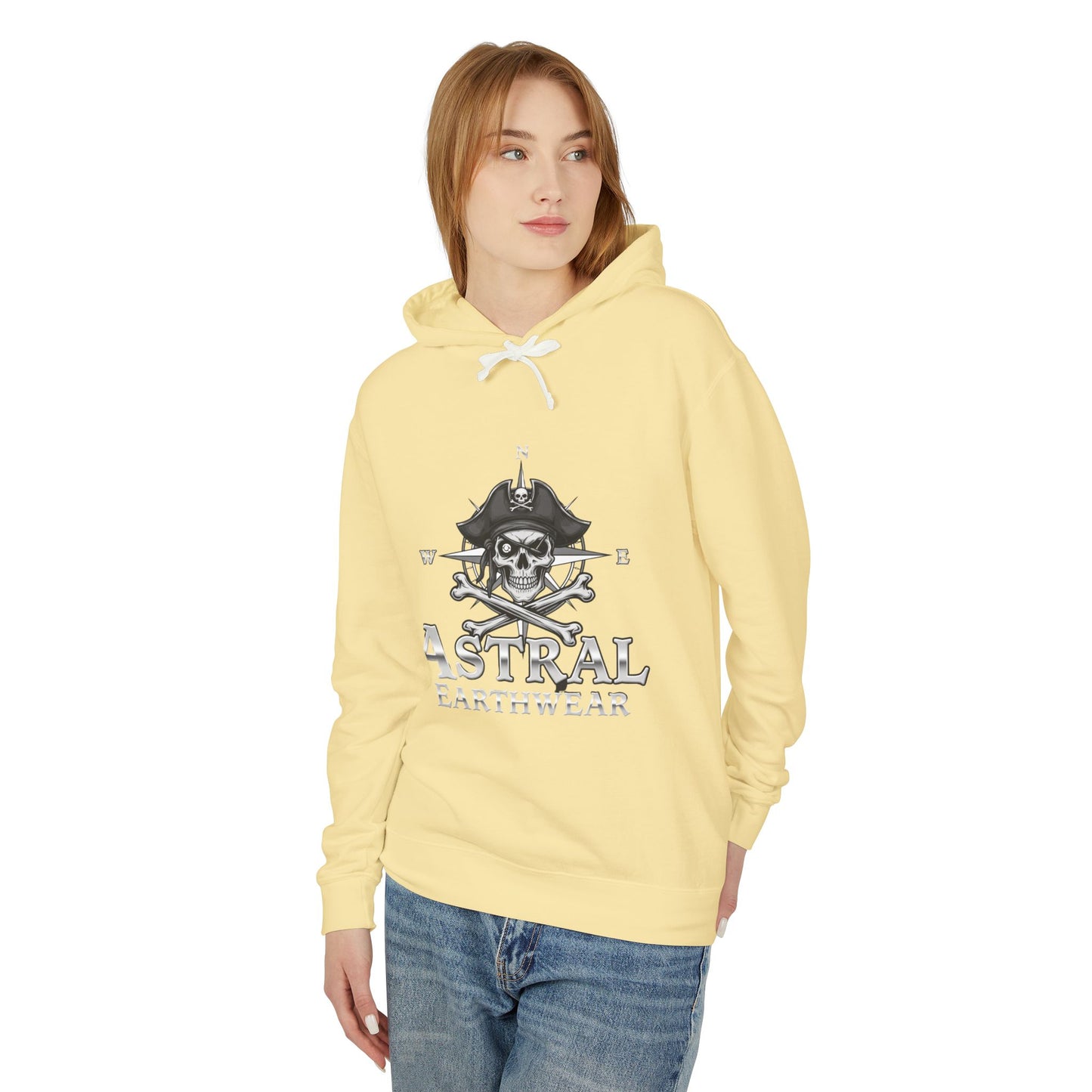 Pirate Skull Unisex Lightweight Hooded Sweatshirt, Casual Streetwear, Gift for Pirates, Summer Hoodie, Lightweight Layering