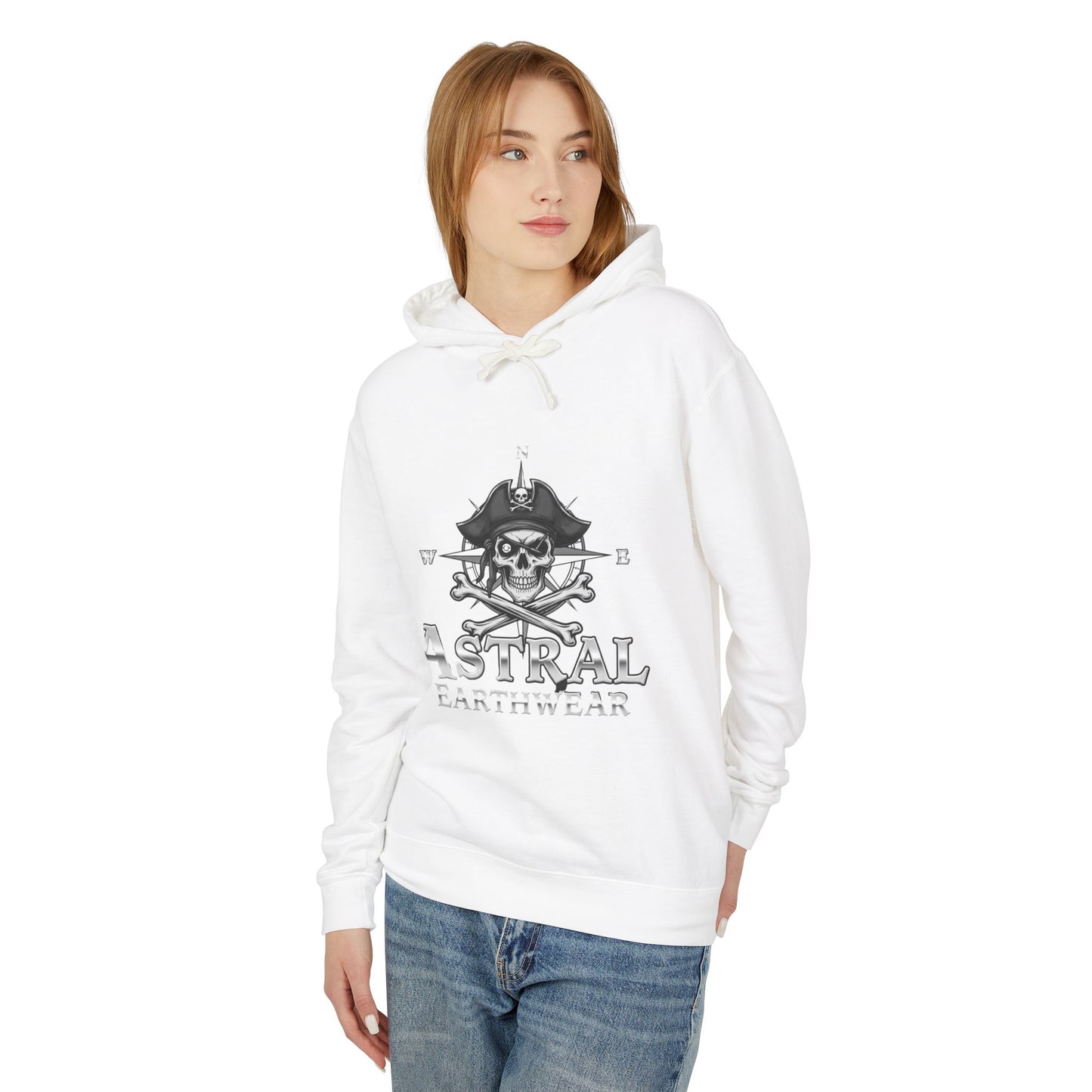 Pirate Skull Unisex Lightweight Hooded Sweatshirt, Casual Streetwear, Gift for Pirates, Summer Hoodie, Lightweight Layering