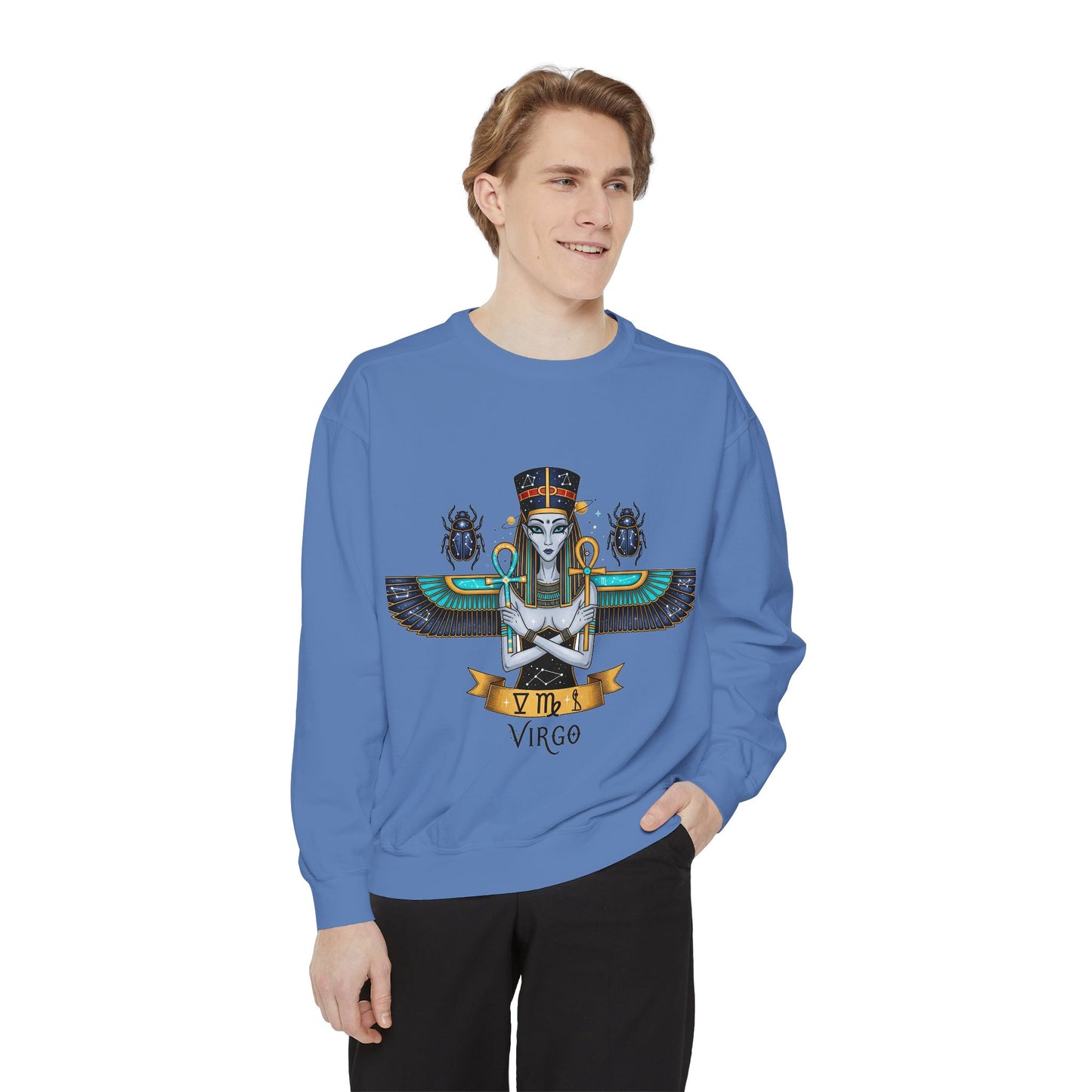 Virgo Goddess Sweatshirt | Unisex Garment-Dyed Hoodie for Astrology Lovers, Cozy Fall Wear, Birthday Gift, Spiritual Apparel