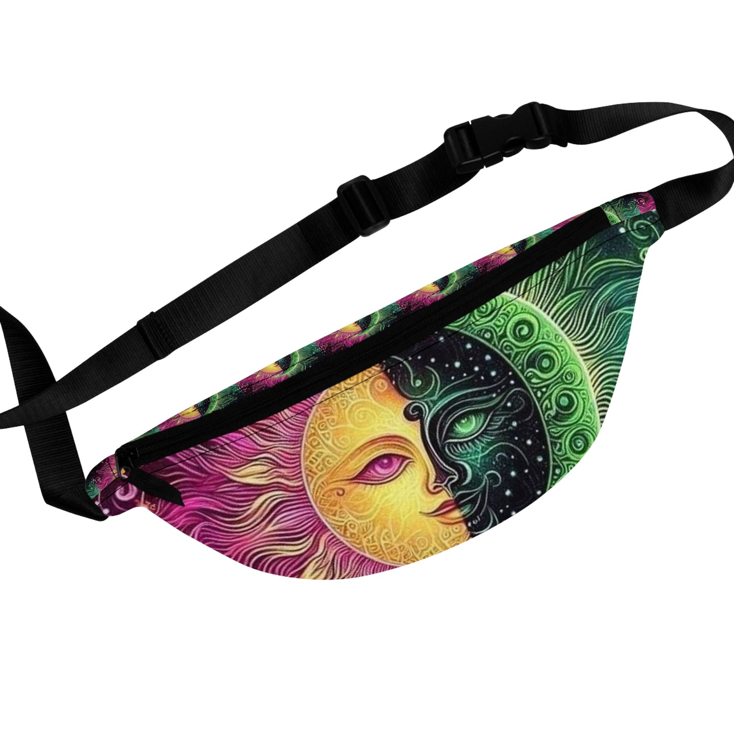 Psychedelic Sun and Moon Fanny Pack | Bohemian Festival Bag, Casual Belt Bag, Travel Accessory, Organizer for Events and Everyday