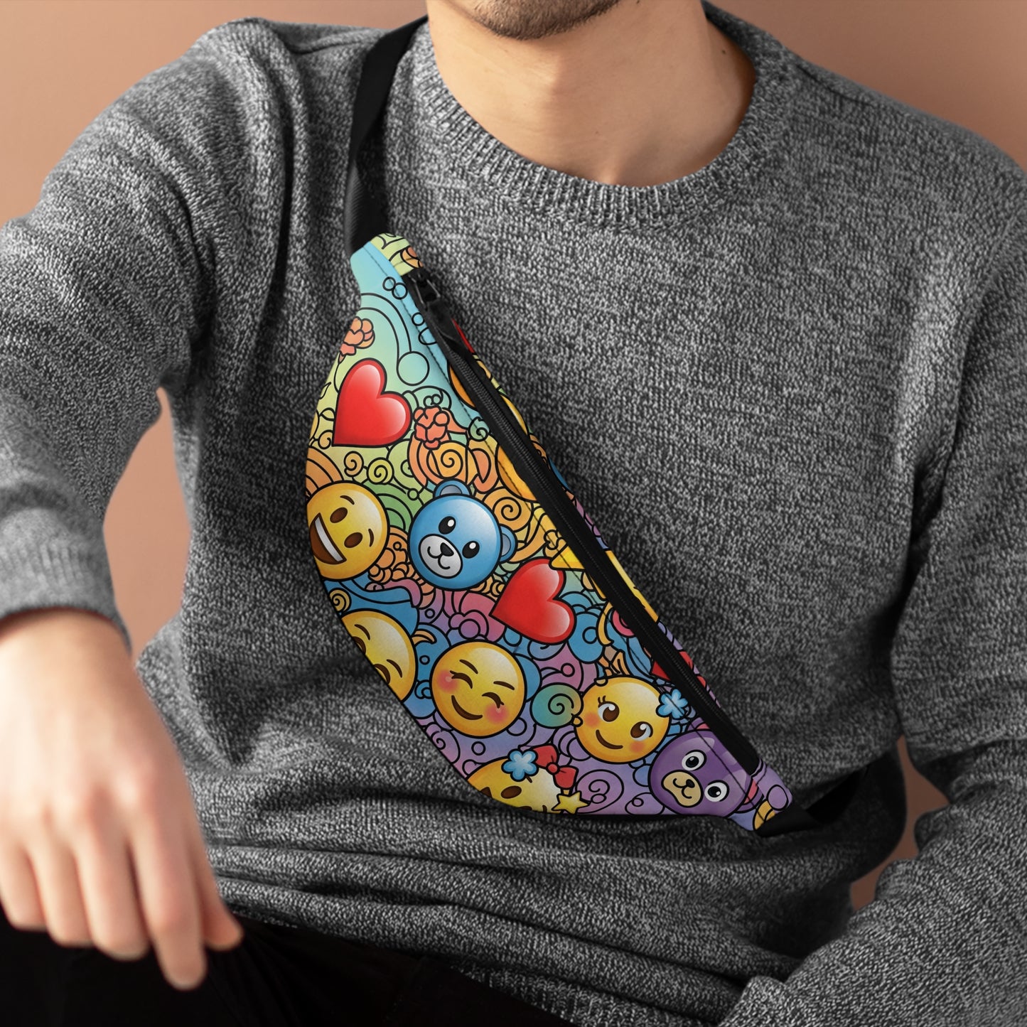Colorful Emoji Fanny Pack | Fun Festival Accessory, Perfect for Travel, Festivals, Gifts, and Summer Outings