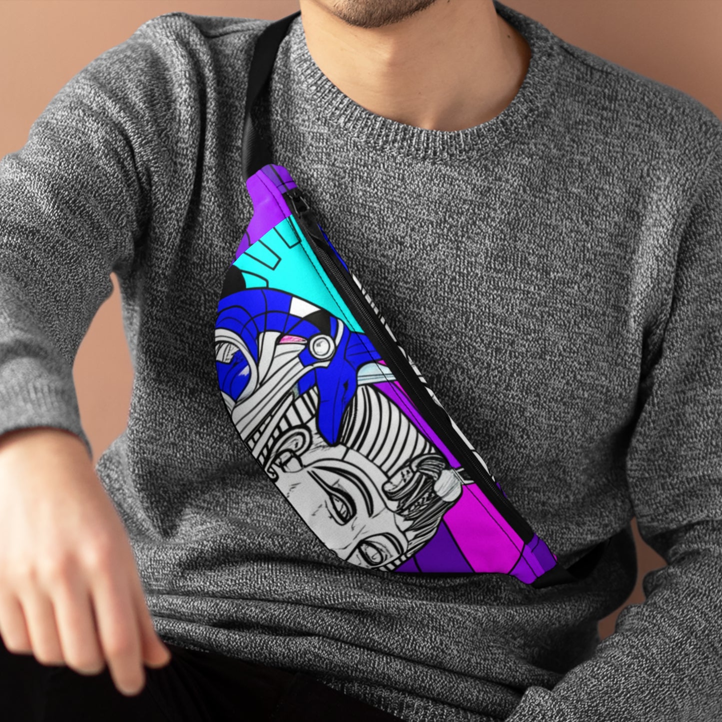 Colorful Graphic Fanny Pack, Trendy Belt Bag for Festivals, Travel, and Everyday Use, Unique Artwork Accessory