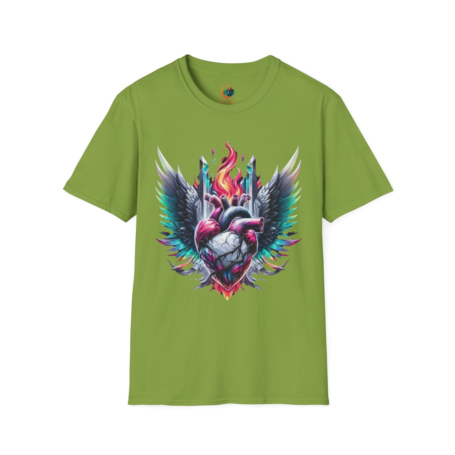 Artistic Heart Wings T-Shirt | Unisex Softstyle Tee, Heart Design Shirt, Graphic Art Tee, Trendy Casual Top, Gift for Art Lovers