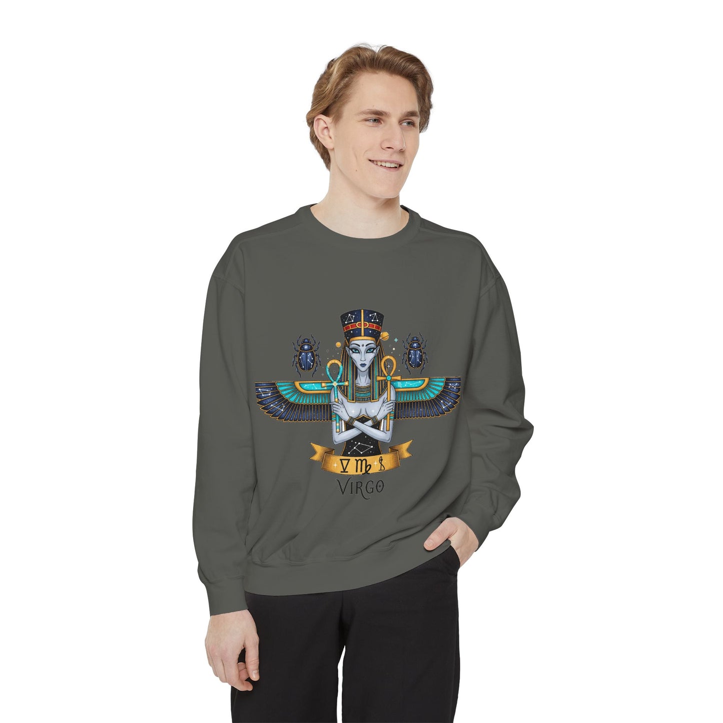 Virgo Goddess Sweatshirt | Unisex Garment-Dyed Hoodie for Astrology Lovers, Cozy Fall Wear, Birthday Gift, Spiritual Apparel