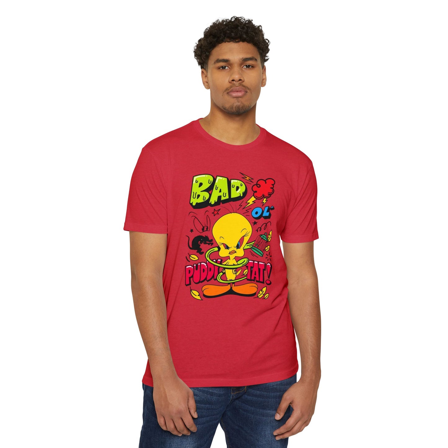 Bad Ol' Puddy Tat T-shirt, Unisex Jersey Tee, Vintage Cartoon Top, Fun Graphic Tee, Quirky Gift for Fans, Retro Style Apparel
