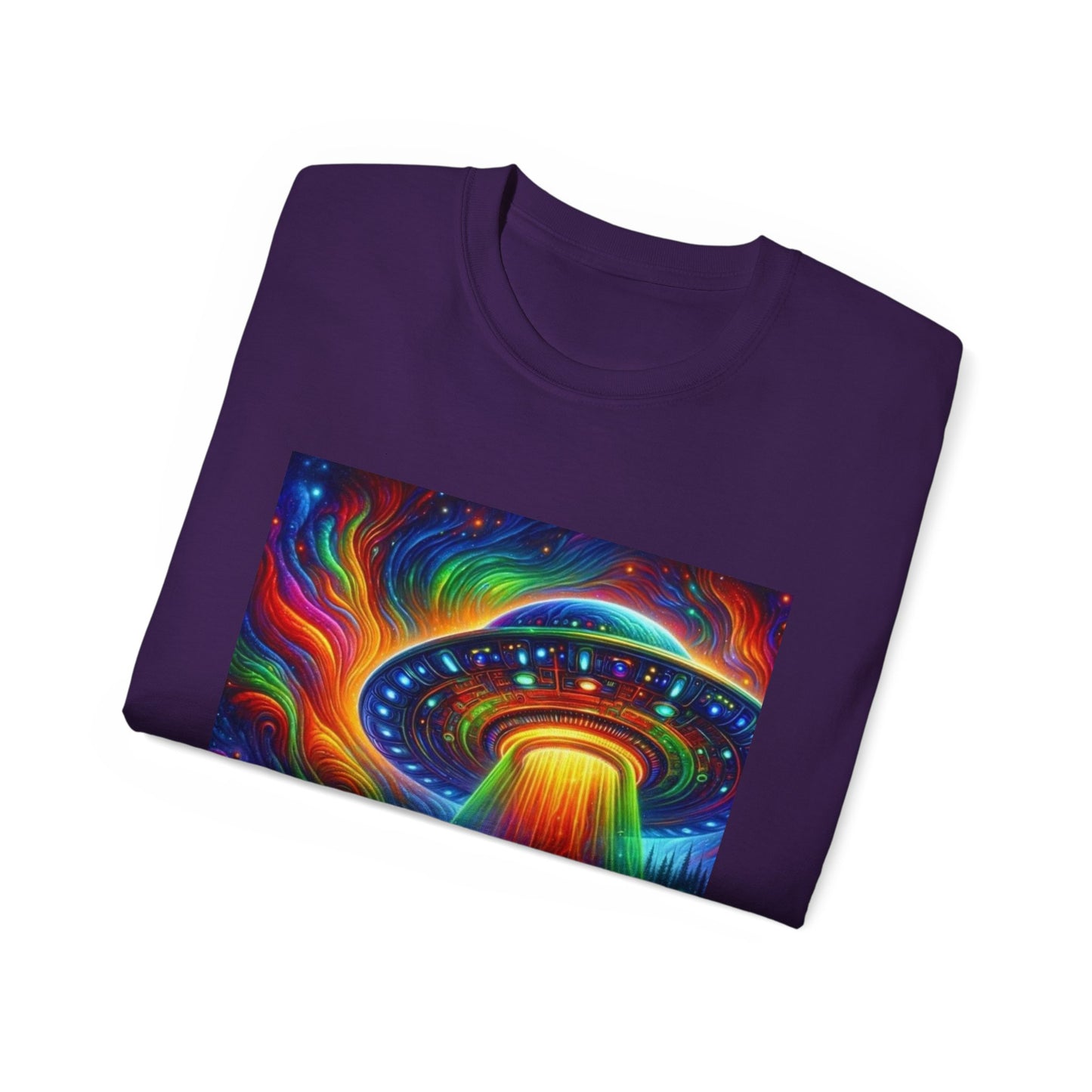 Cosmic Adventure Tee - Unisex Ultra Cotton T-Shirt, UFO Graphic Tee, Colorful Sci-Fi Shirt, Perfect for Festivals, Gift for Space Lovers