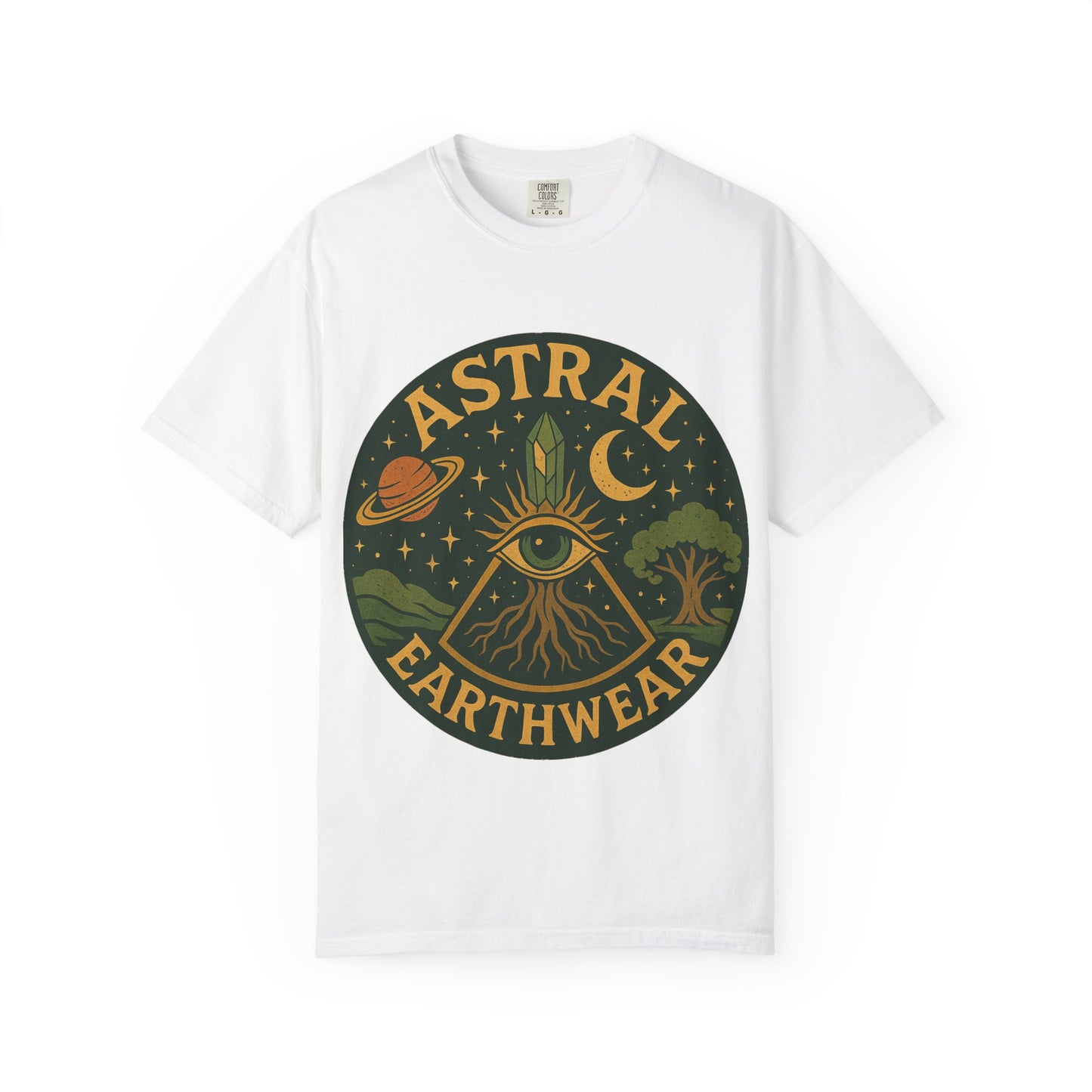 Astral Earthwear Unisex T-Shirt, Boho Graphic Tee, Celestial Design Shirt, Gift for Nature Lovers, Casual Earthy Style