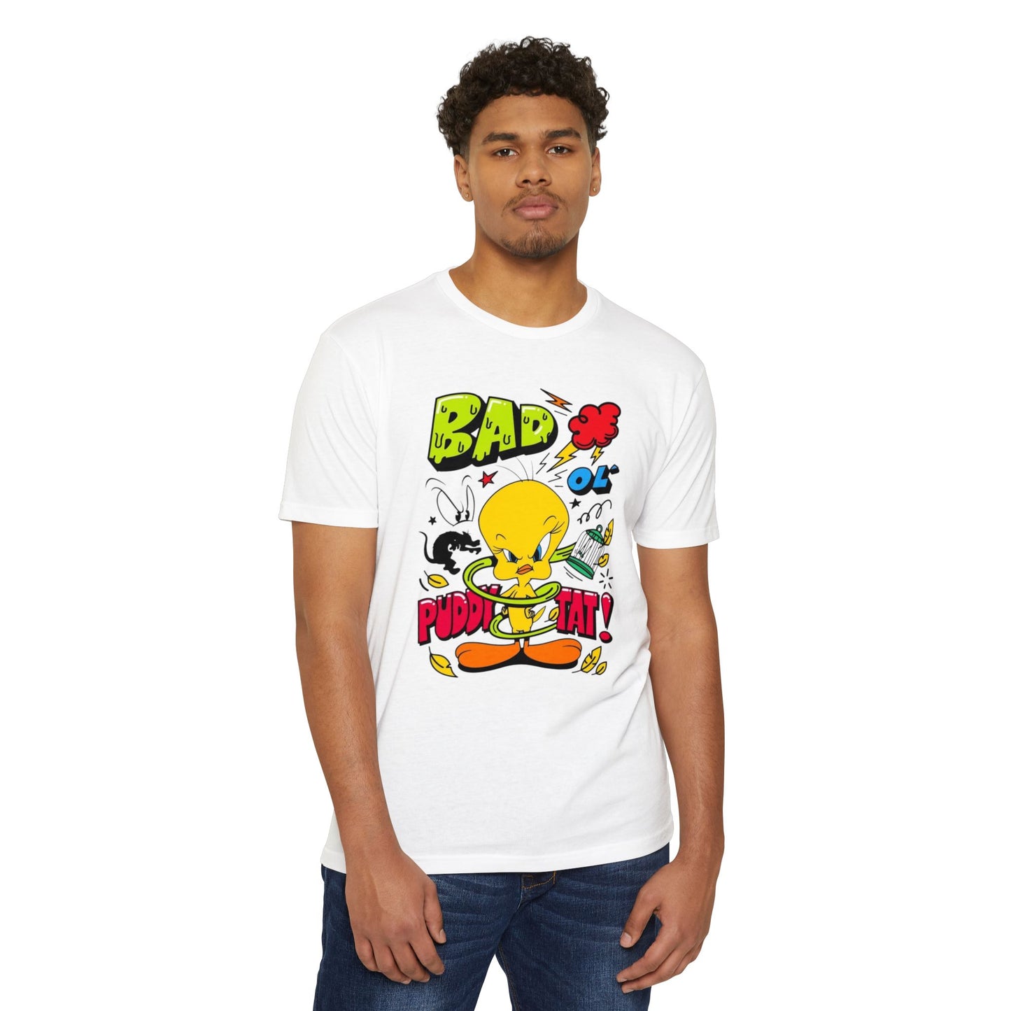 Bad Ol' Puddy Tat T-shirt, Unisex Jersey Tee, Vintage Cartoon Top, Fun Graphic Tee, Quirky Gift for Fans, Retro Style Apparel