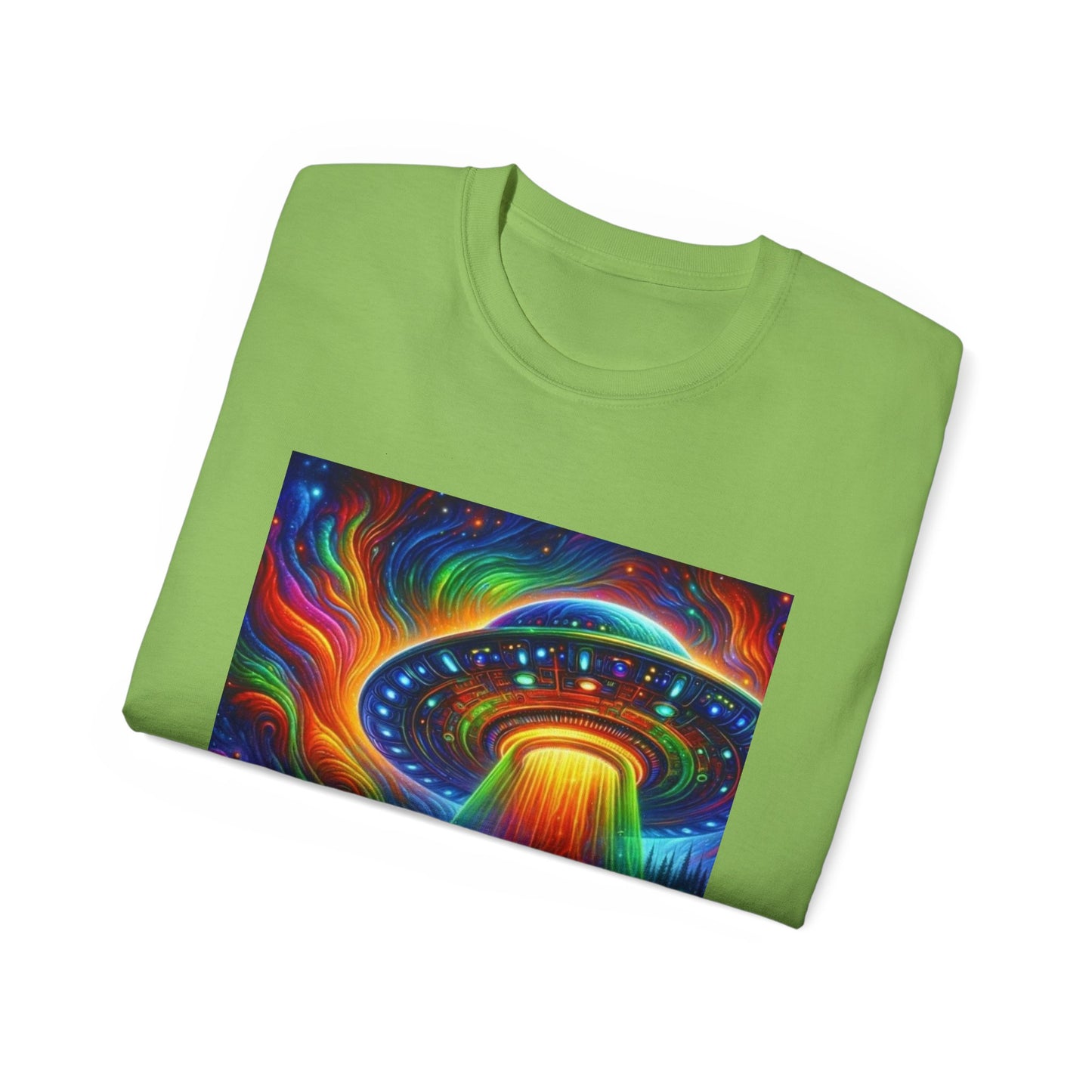 Cosmic Adventure Tee - Unisex Ultra Cotton T-Shirt, UFO Graphic Tee, Colorful Sci-Fi Shirt, Perfect for Festivals, Gift for Space Lovers