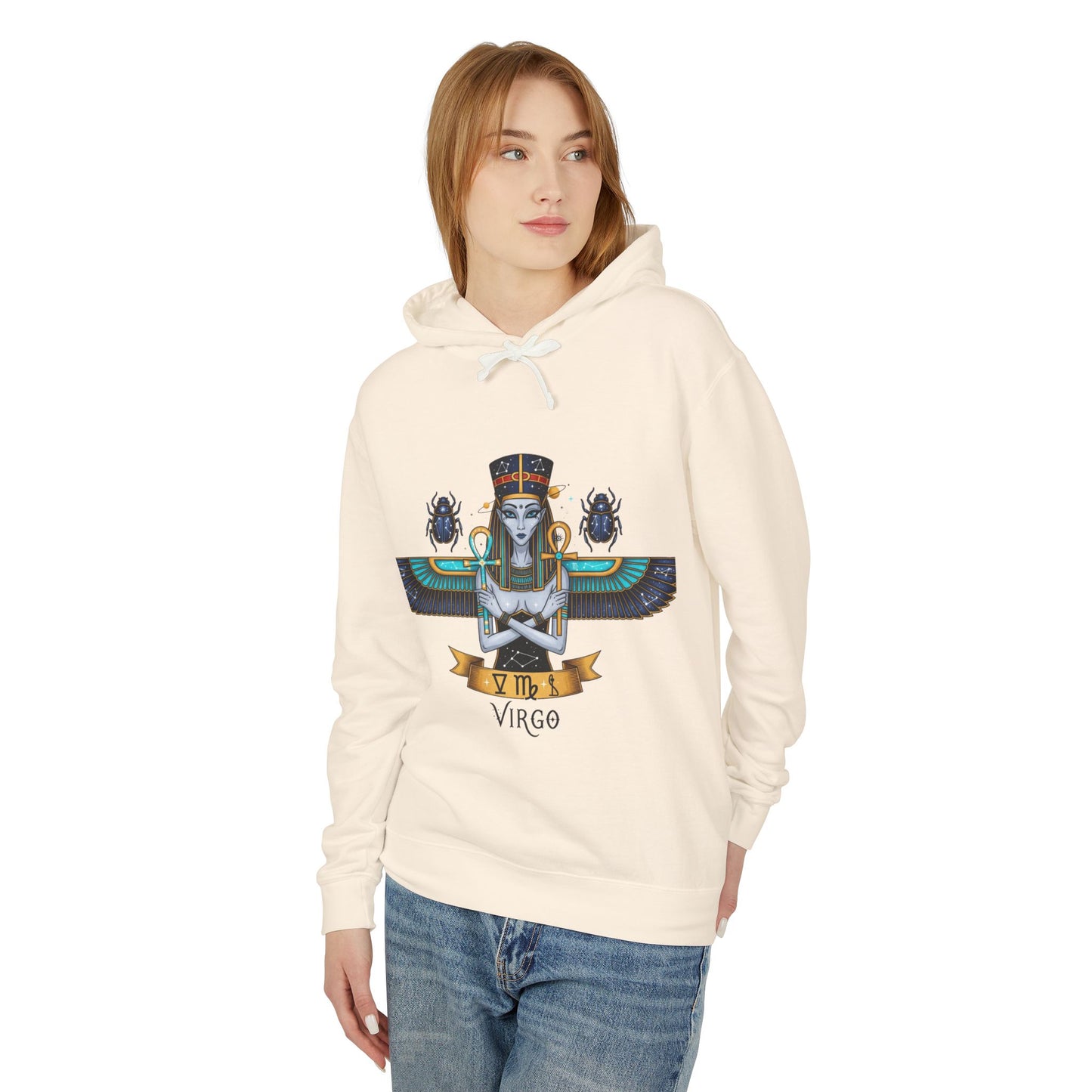 Virgo Unisex Lightweight Hooded Sweatshirt, Astrology Gift, Boho Style, Zodiac Hoodie, Halloween Apparel, Casual Wear