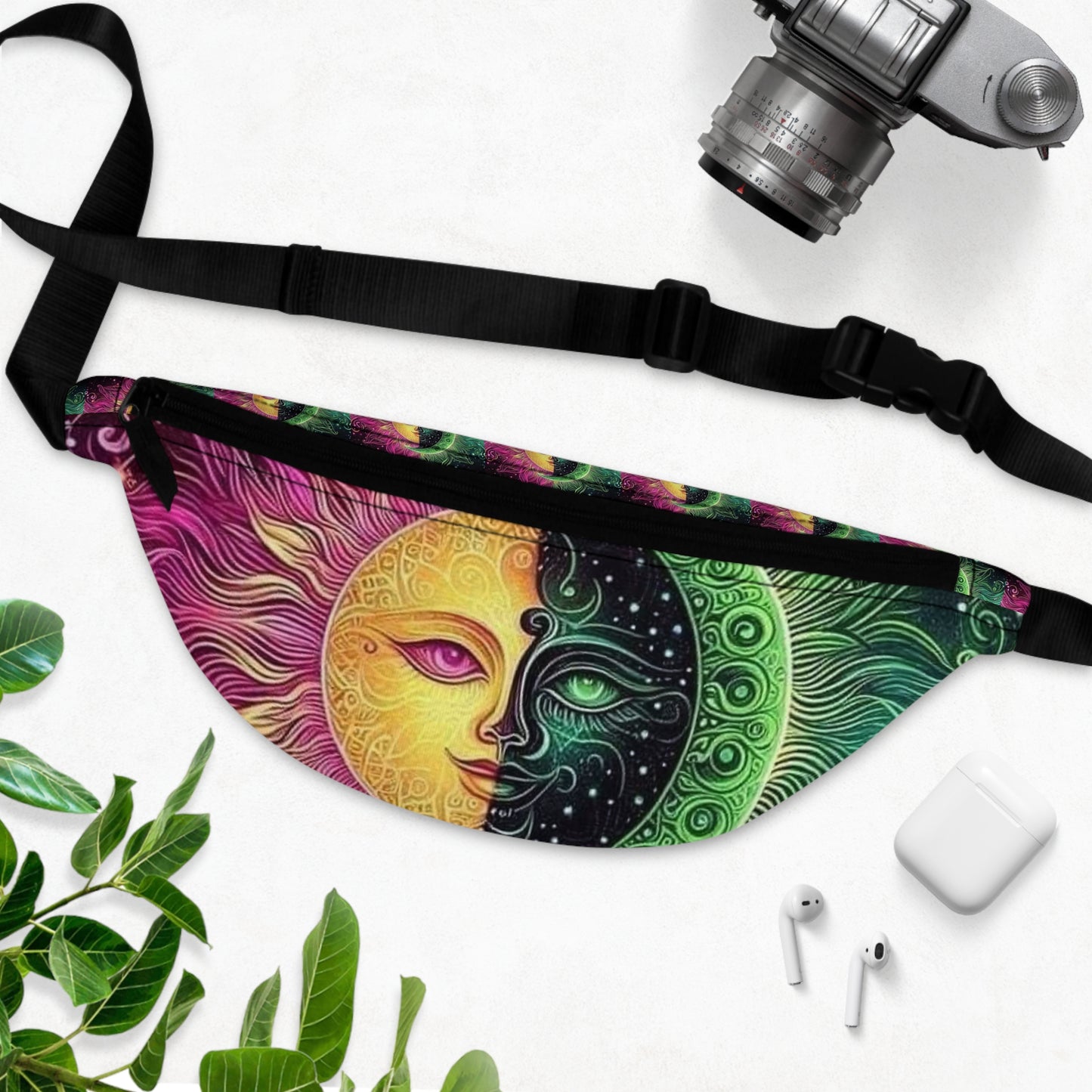 Psychedelic Sun and Moon Fanny Pack | Bohemian Festival Bag, Casual Belt Bag, Travel Accessory, Organizer for Events and Everyday