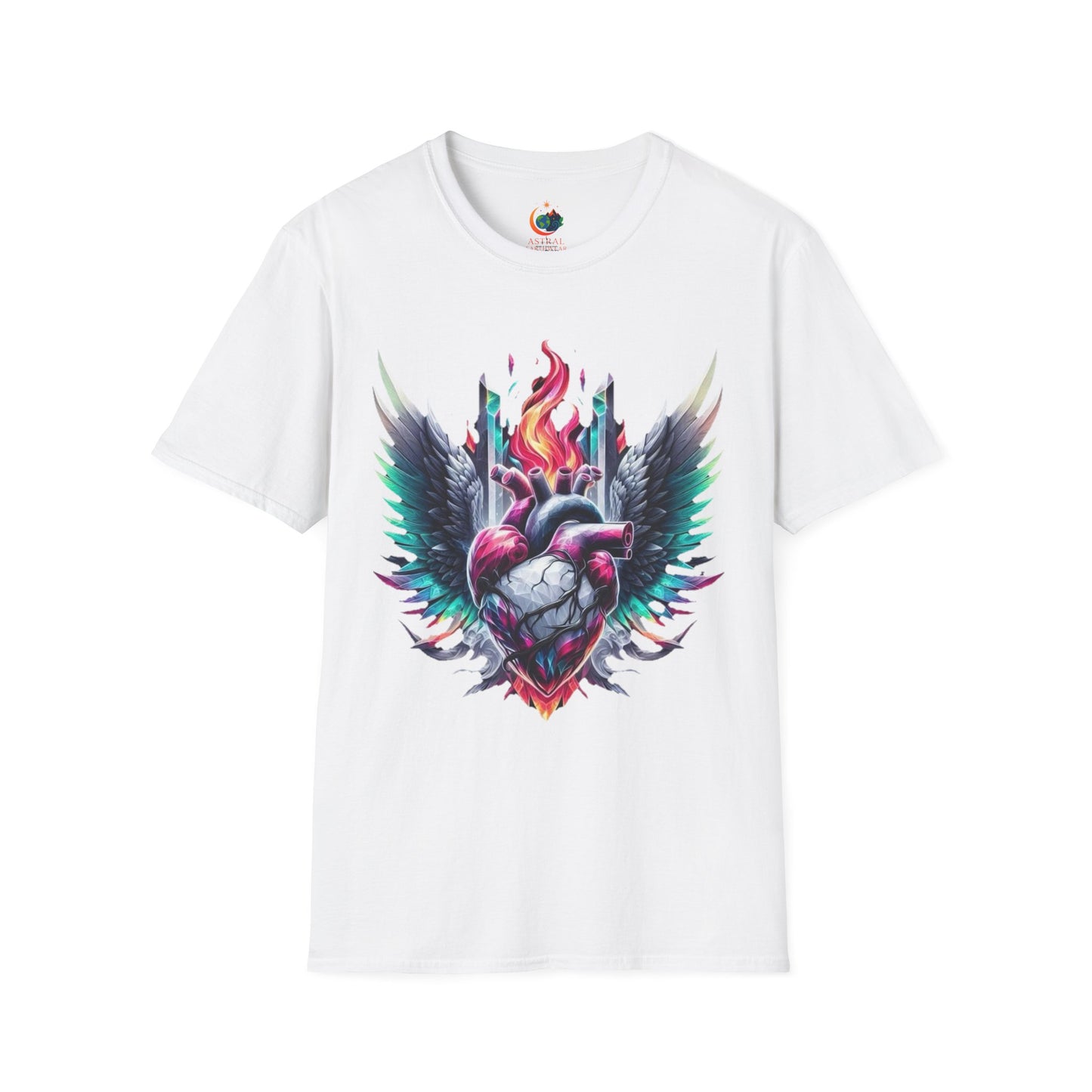 Artistic Heart Wings T-Shirt | Unisex Softstyle Tee, Heart Design Shirt, Graphic Art Tee, Trendy Casual Top, Gift for Art Lovers