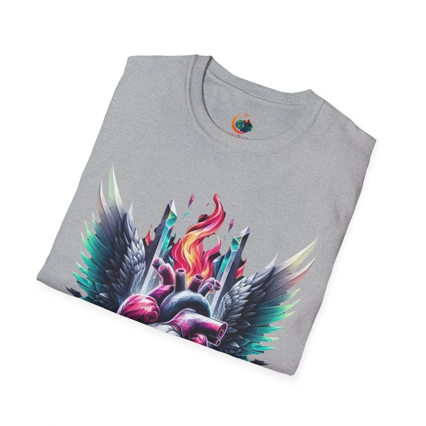 Artistic Heart Wings T-Shirt | Unisex Softstyle Tee, Heart Design Shirt, Graphic Art Tee, Trendy Casual Top, Gift for Art Lovers