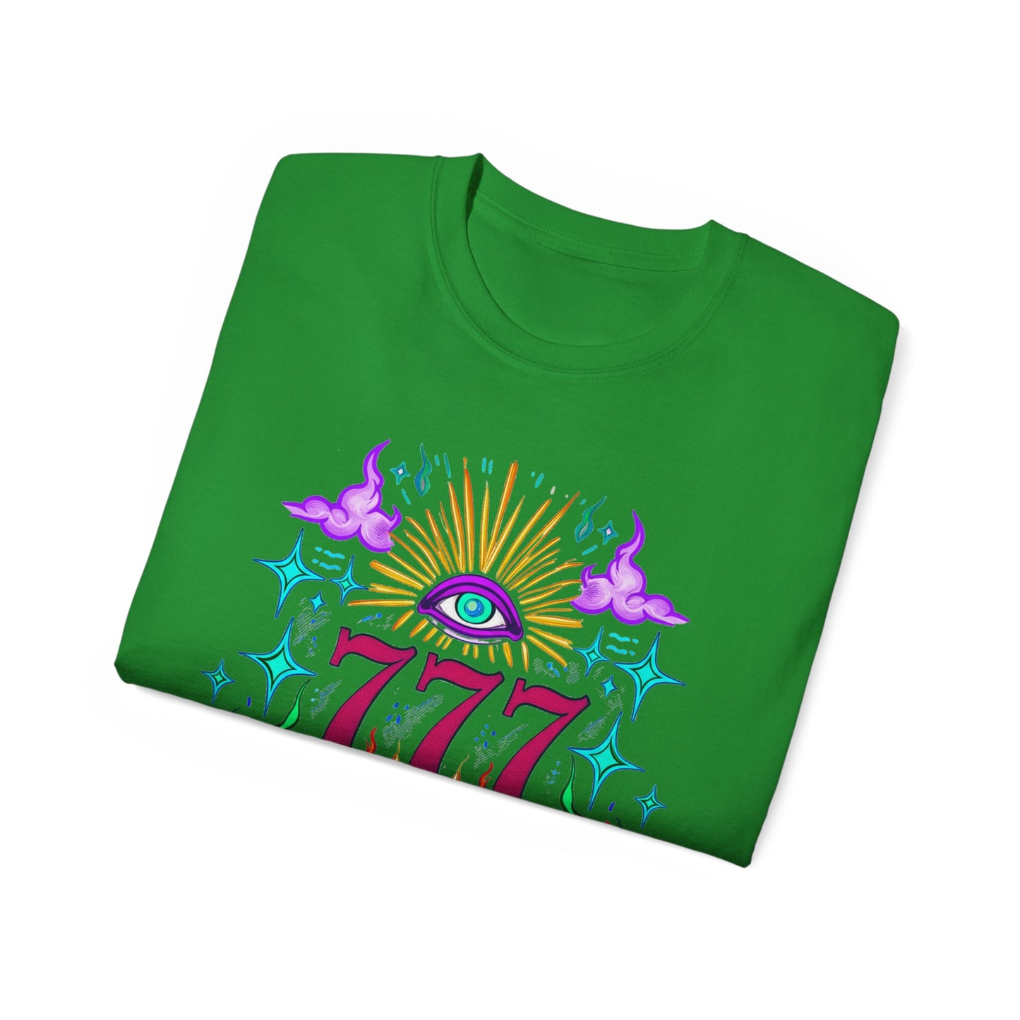 Mystical 777 Graphic Tee - Unisex Retro Spiritual Shirt, Gift for Tarot Lovers, Festival Wear, Casual Boho Top, Unique Art Tee