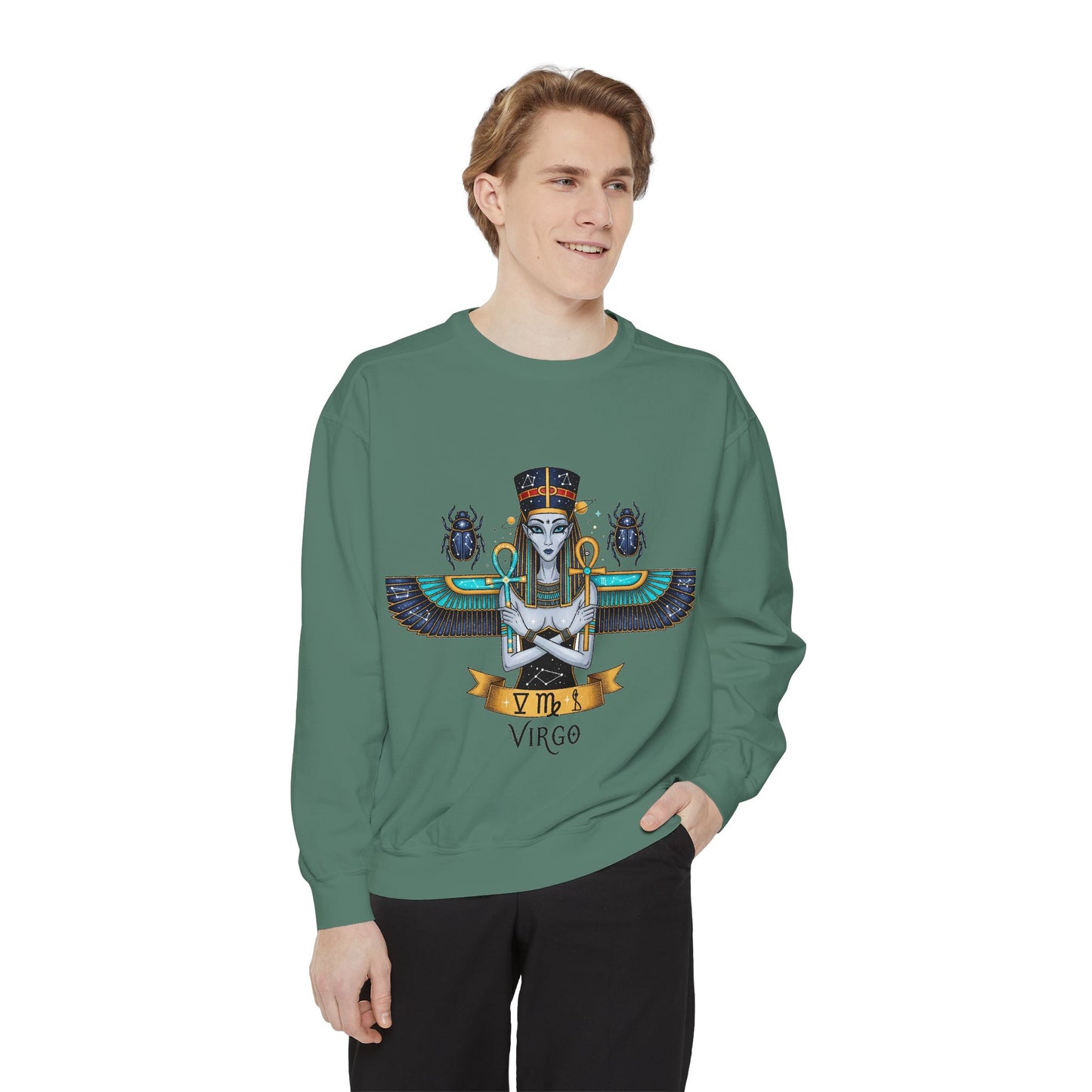 Virgo Goddess Sweatshirt | Unisex Garment-Dyed Hoodie for Astrology Lovers, Cozy Fall Wear, Birthday Gift, Spiritual Apparel