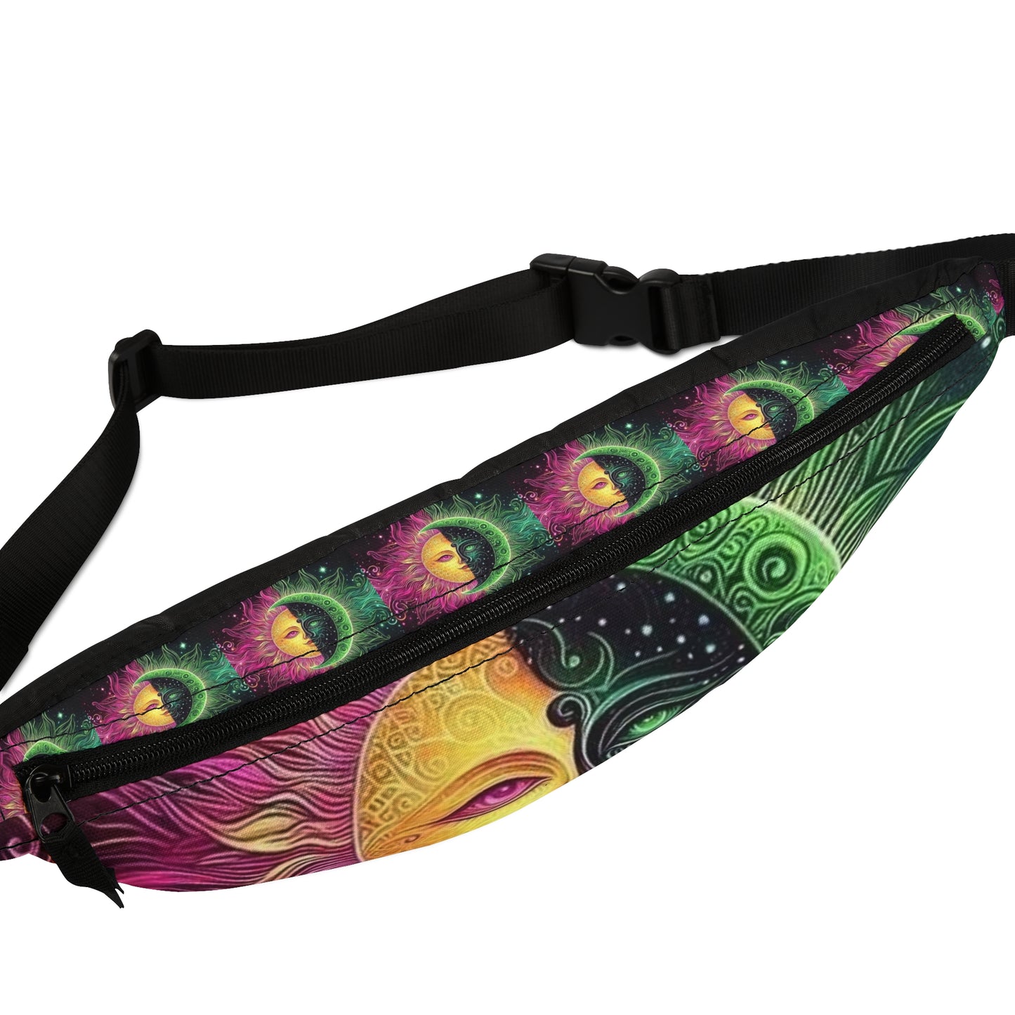 Psychedelic Sun and Moon Fanny Pack | Bohemian Festival Bag, Casual Belt Bag, Travel Accessory, Organizer for Events and Everyday