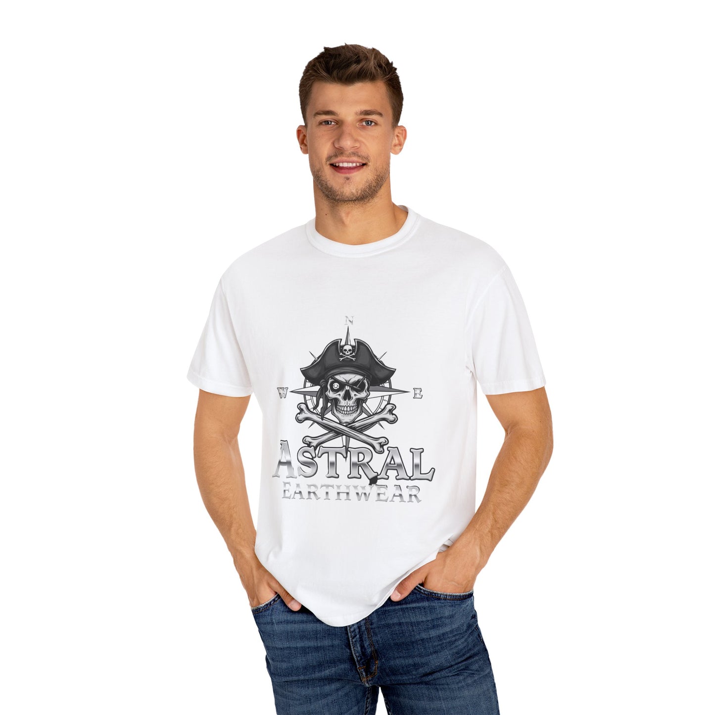 Astral Pirate Garment-Dyed T-shirt | Casual Crew Neck Tee, Pirate Apparel, Graphic Tee, Unisex T-shirt, Gift for Adventurers