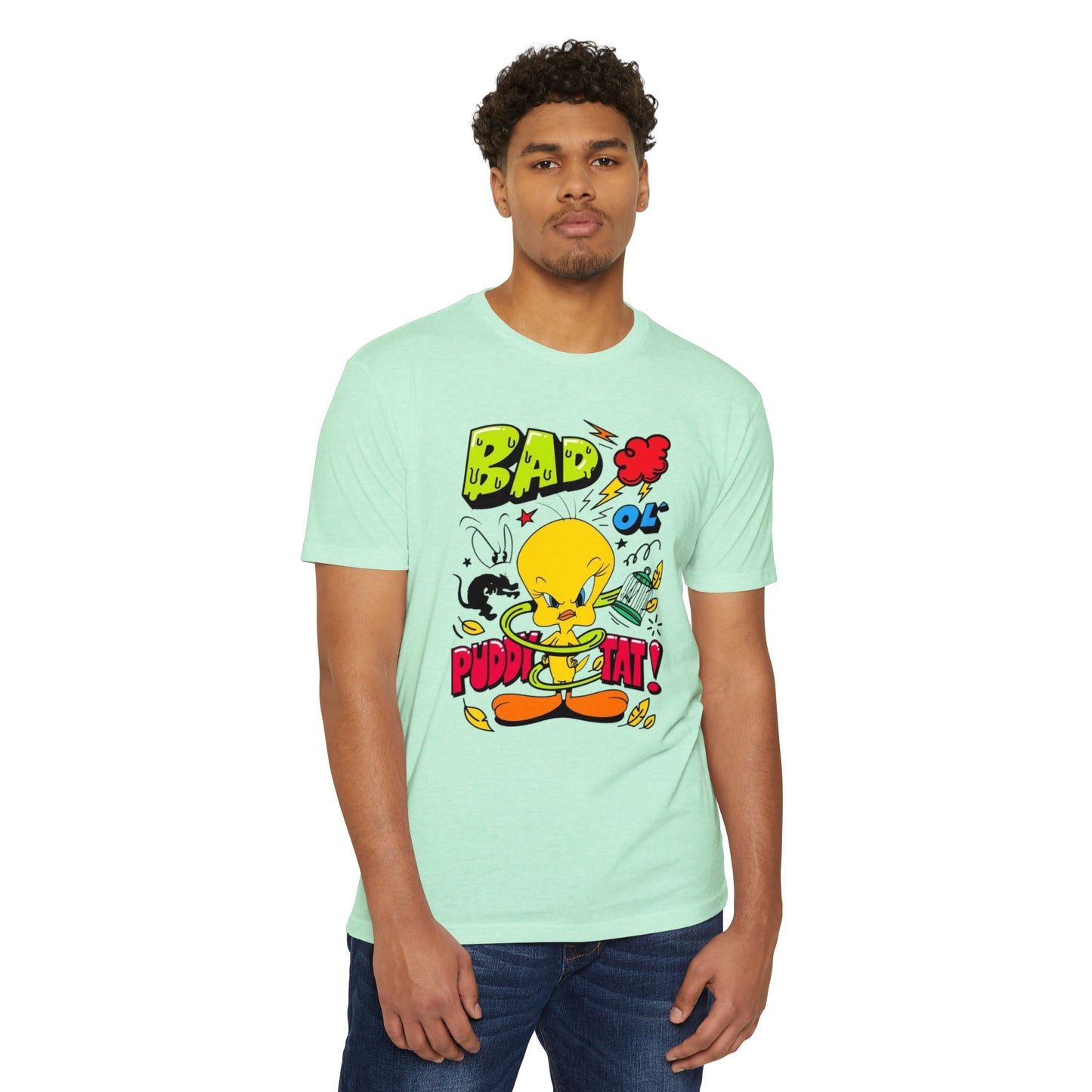 Bad Ol' Puddy Tat T-shirt, Unisex Jersey Tee, Vintage Cartoon Top, Fun Graphic Tee, Quirky Gift for Fans, Retro Style Apparel