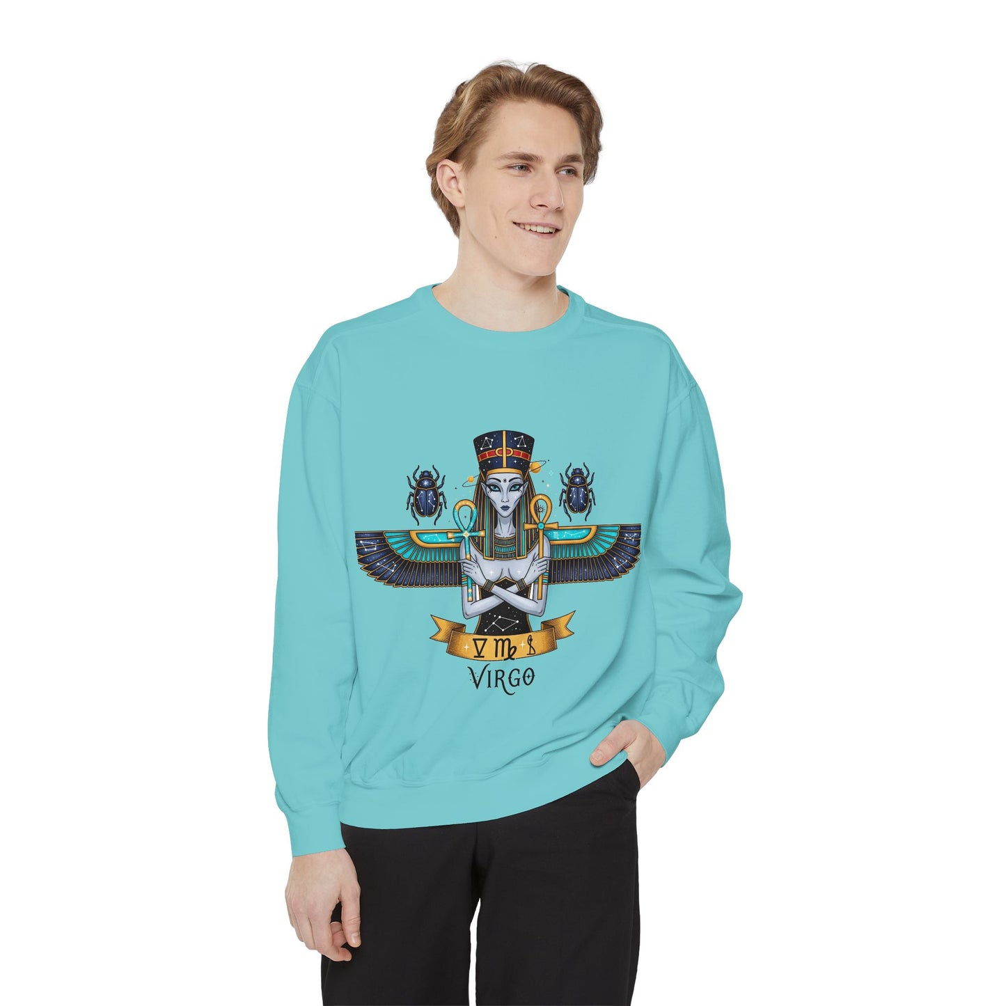 Virgo Goddess Sweatshirt | Unisex Garment-Dyed Hoodie for Astrology Lovers, Cozy Fall Wear, Birthday Gift, Spiritual Apparel