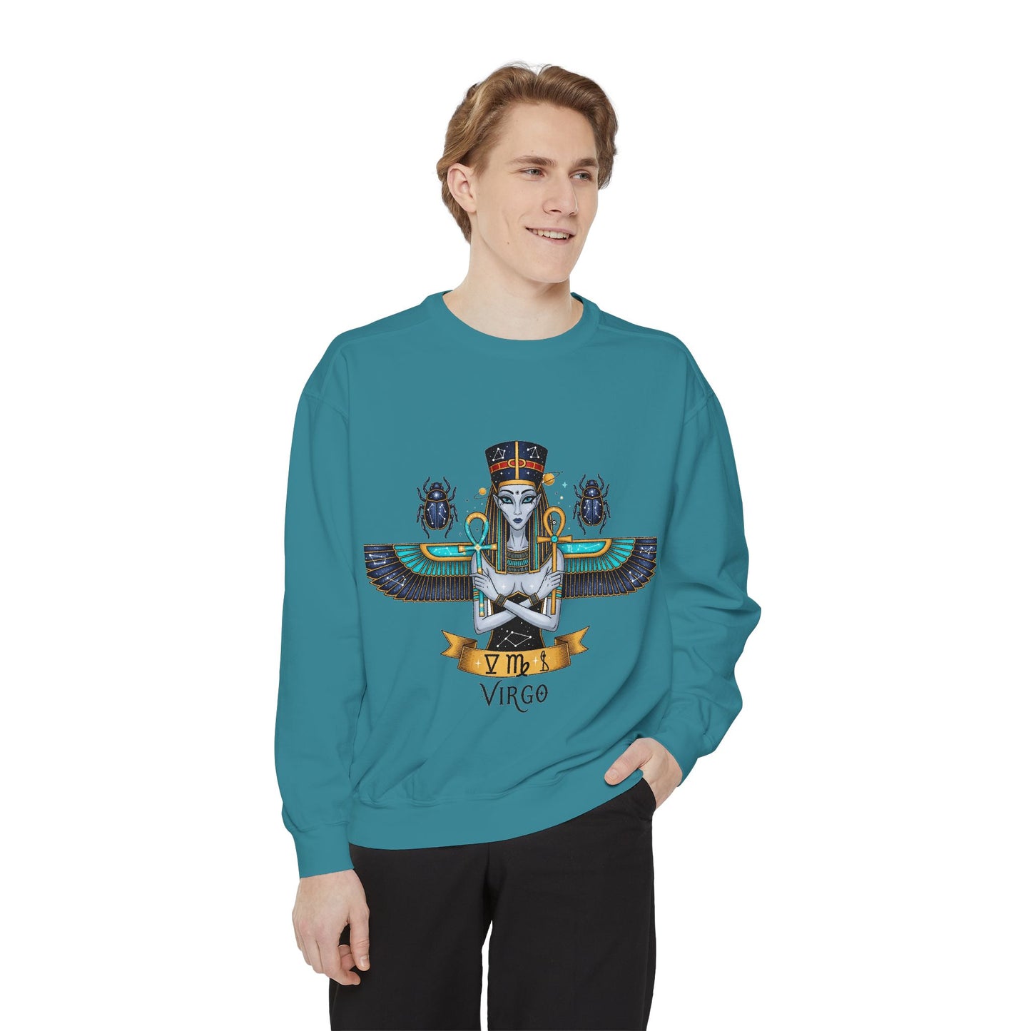 Virgo Goddess Sweatshirt | Unisex Garment-Dyed Hoodie for Astrology Lovers, Cozy Fall Wear, Birthday Gift, Spiritual Apparel