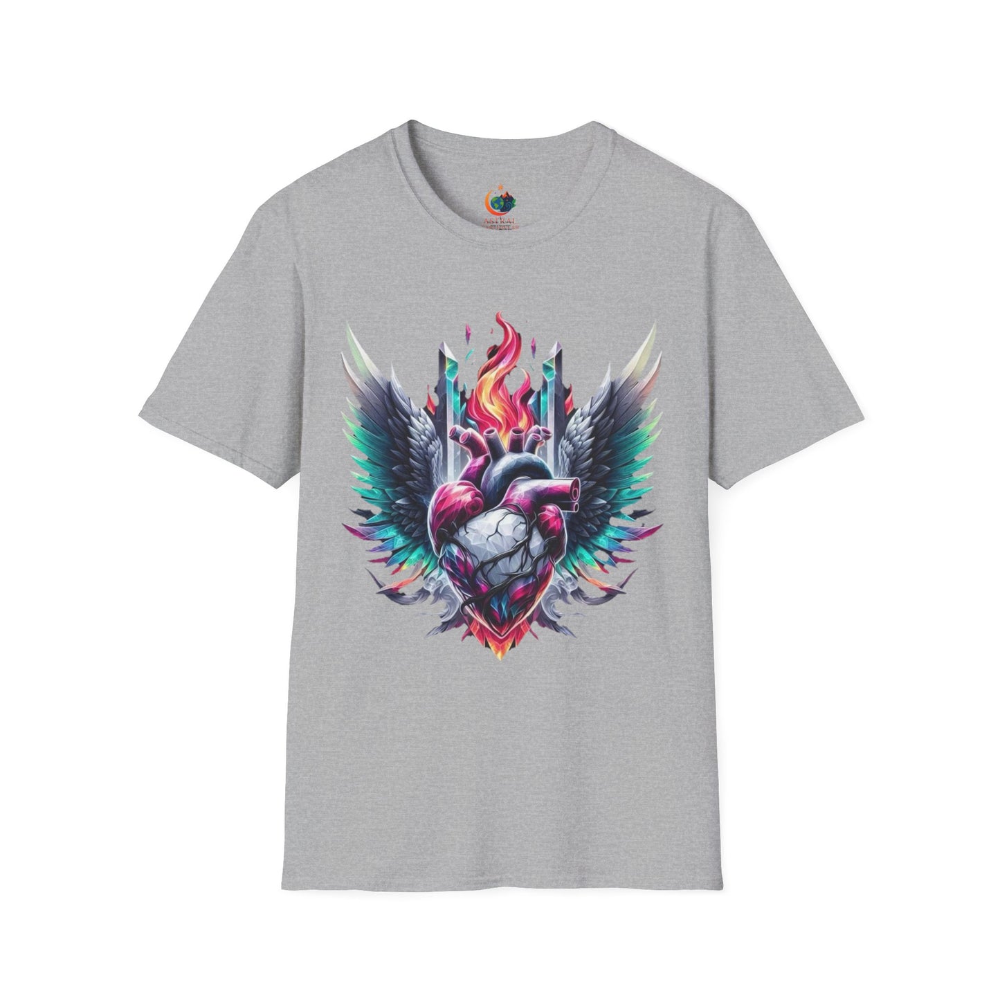Artistic Heart Wings T-Shirt | Unisex Softstyle Tee, Heart Design Shirt, Graphic Art Tee, Trendy Casual Top, Gift for Art Lovers