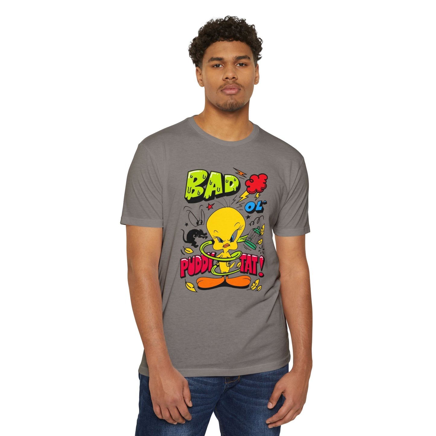 Bad Ol' Puddy Tat T-shirt, Unisex Jersey Tee, Vintage Cartoon Top, Fun Graphic Tee, Quirky Gift for Fans, Retro Style Apparel