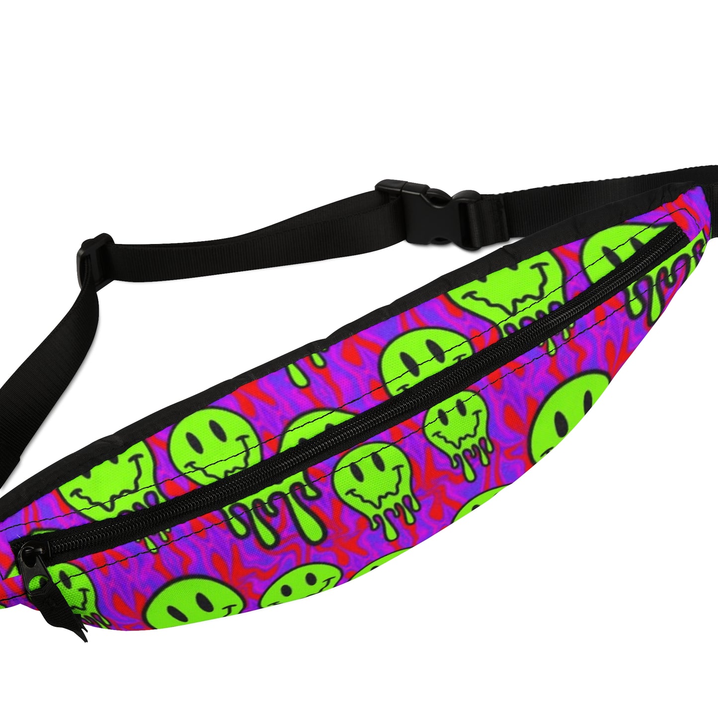 Vibrant Graphic Fanny Pack - Perfect for Festivals, Travel, and Everyday Use, Stylish Accessory, Trendy Utility Bag, Neon Smile Design