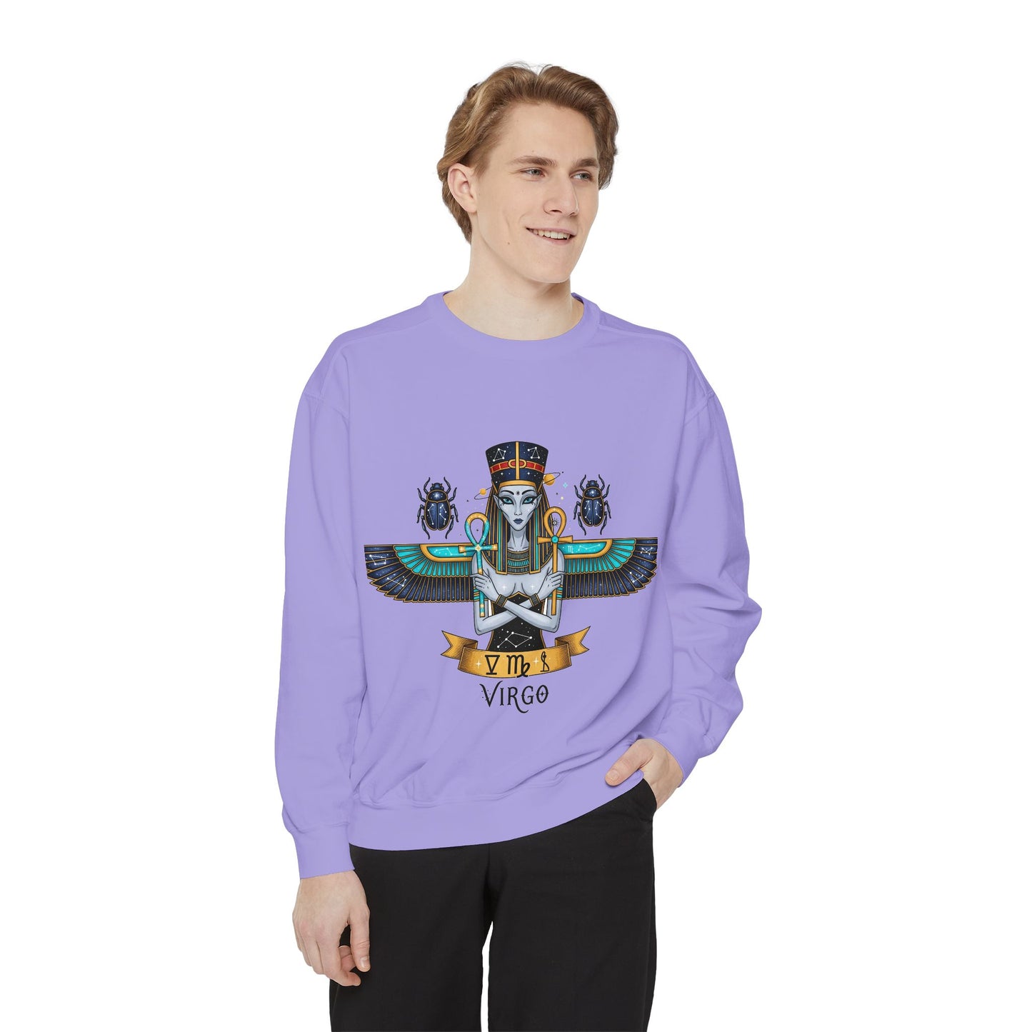 Virgo Goddess Sweatshirt | Unisex Garment-Dyed Hoodie for Astrology Lovers, Cozy Fall Wear, Birthday Gift, Spiritual Apparel