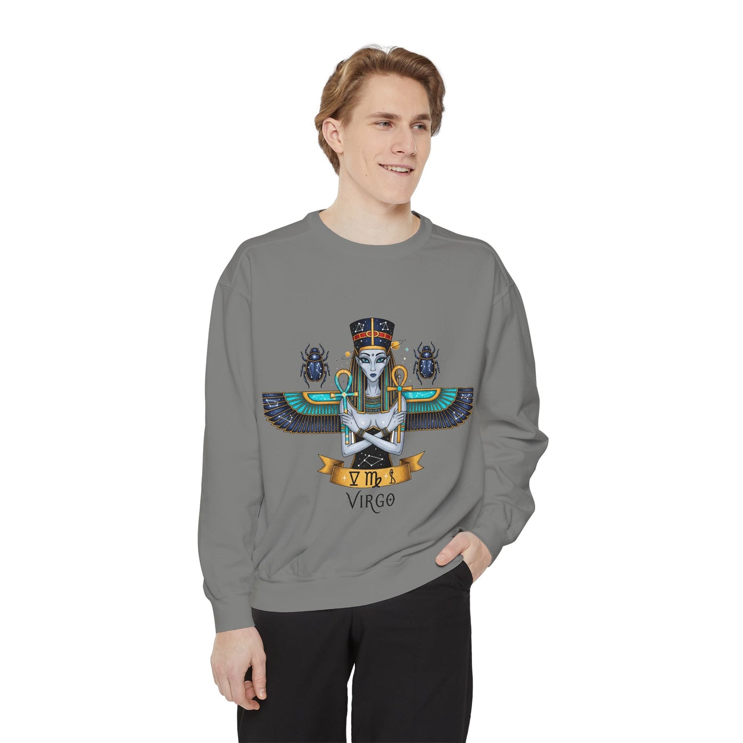 Virgo Goddess Sweatshirt | Unisex Garment-Dyed Hoodie for Astrology Lovers, Cozy Fall Wear, Birthday Gift, Spiritual Apparel