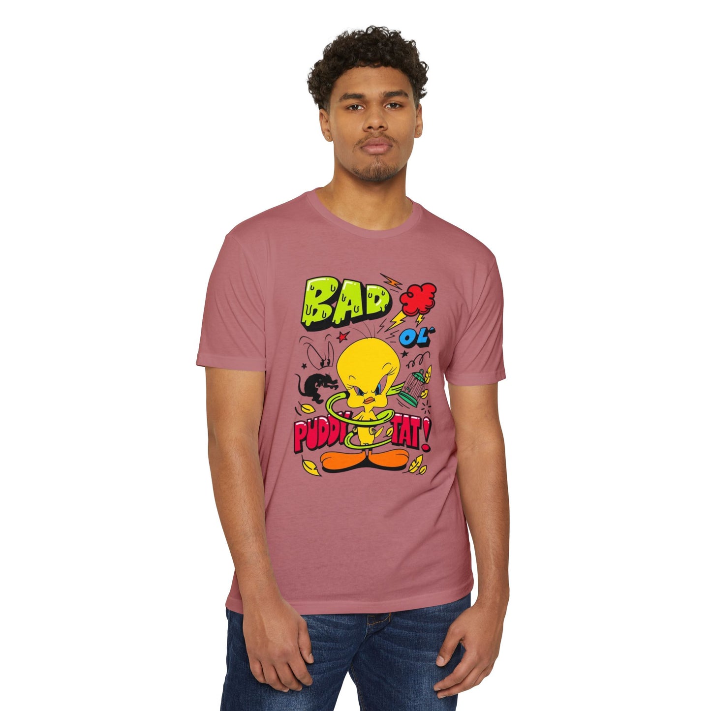 Bad Ol' Puddy Tat T-shirt, Unisex Jersey Tee, Vintage Cartoon Top, Fun Graphic Tee, Quirky Gift for Fans, Retro Style Apparel