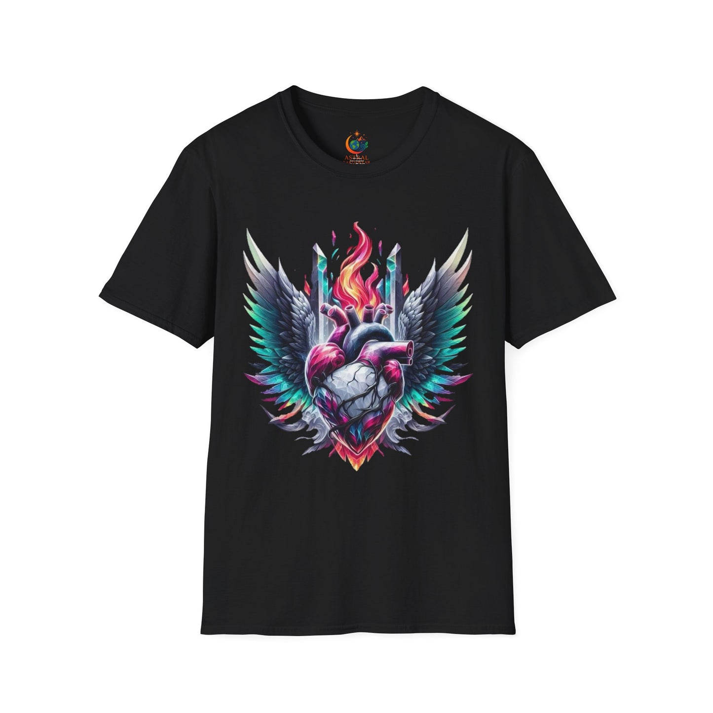 Artistic Heart Wings T-Shirt | Unisex Softstyle Tee, Heart Design Shirt, Graphic Art Tee, Trendy Casual Top, Gift for Art Lovers