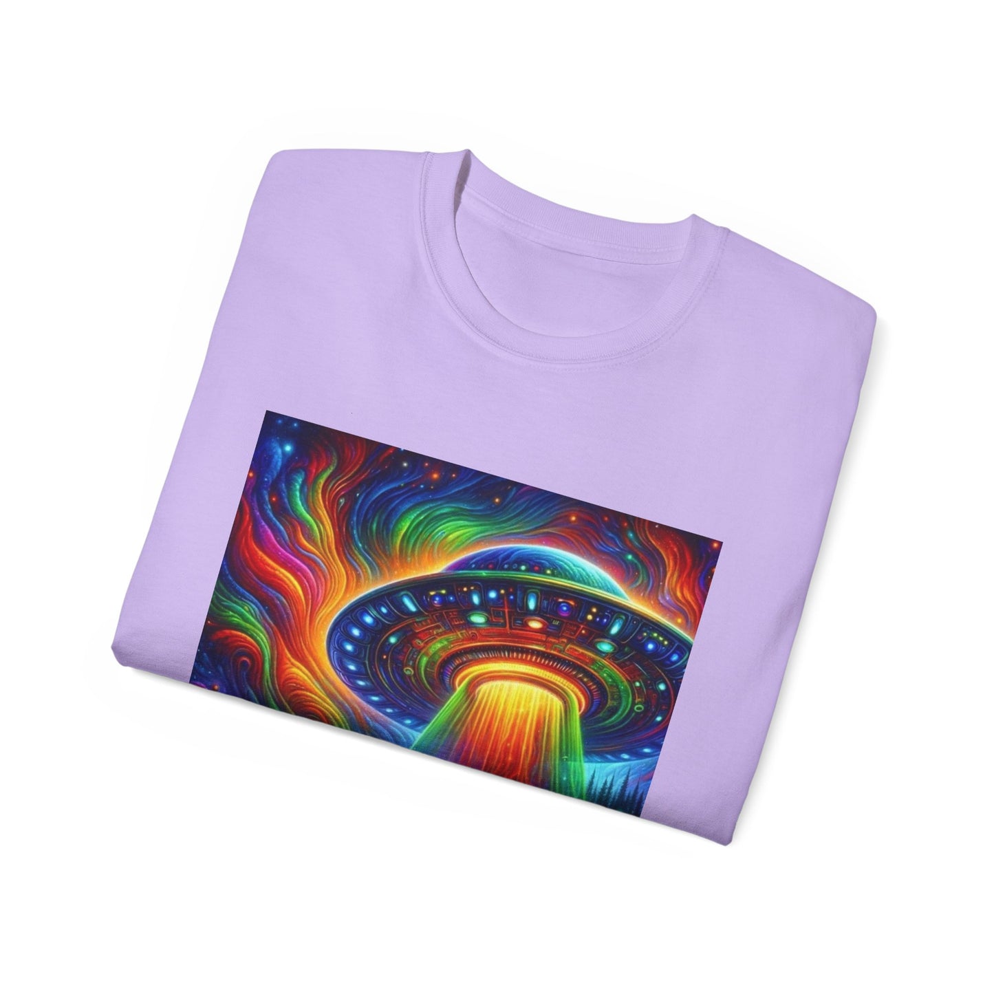 Cosmic Adventure Tee - Unisex Ultra Cotton T-Shirt, UFO Graphic Tee, Colorful Sci-Fi Shirt, Perfect for Festivals, Gift for Space Lovers