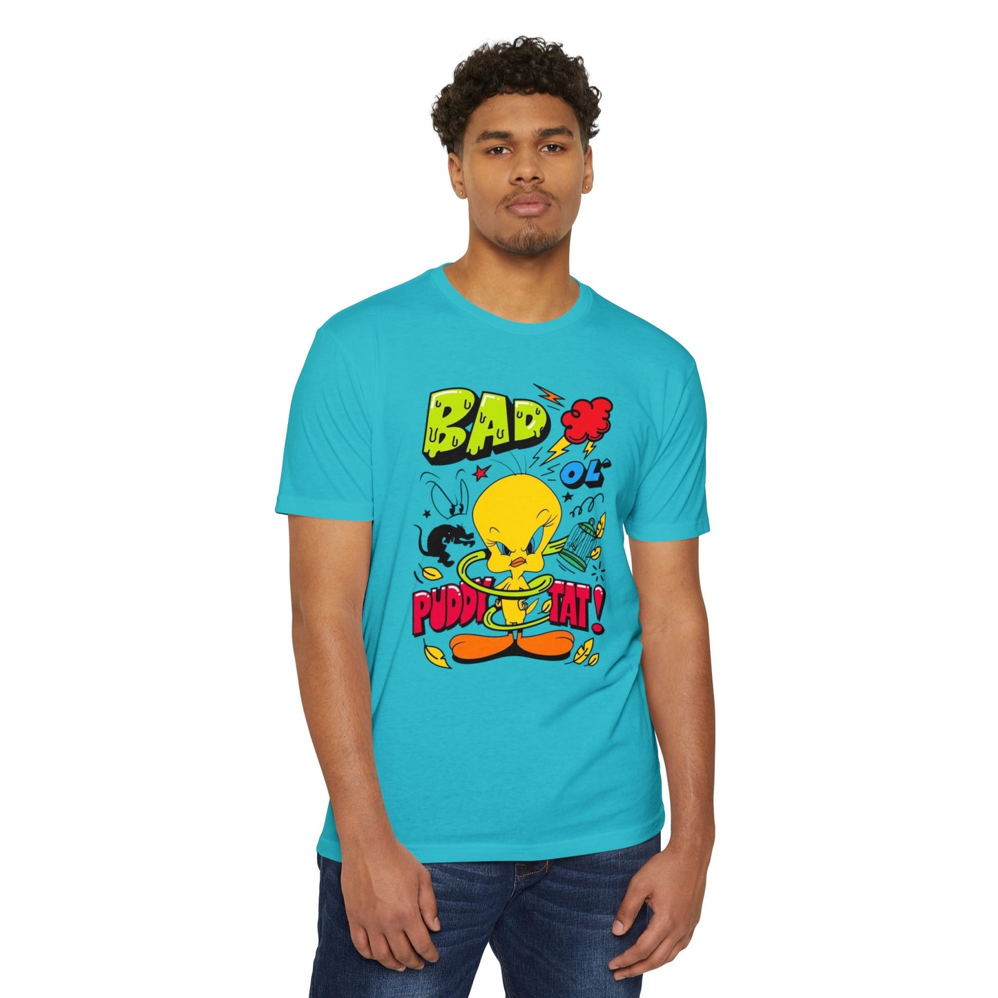 Bad Ol' Puddy Tat T-shirt, Unisex Jersey Tee, Vintage Cartoon Top, Fun Graphic Tee, Quirky Gift for Fans, Retro Style Apparel