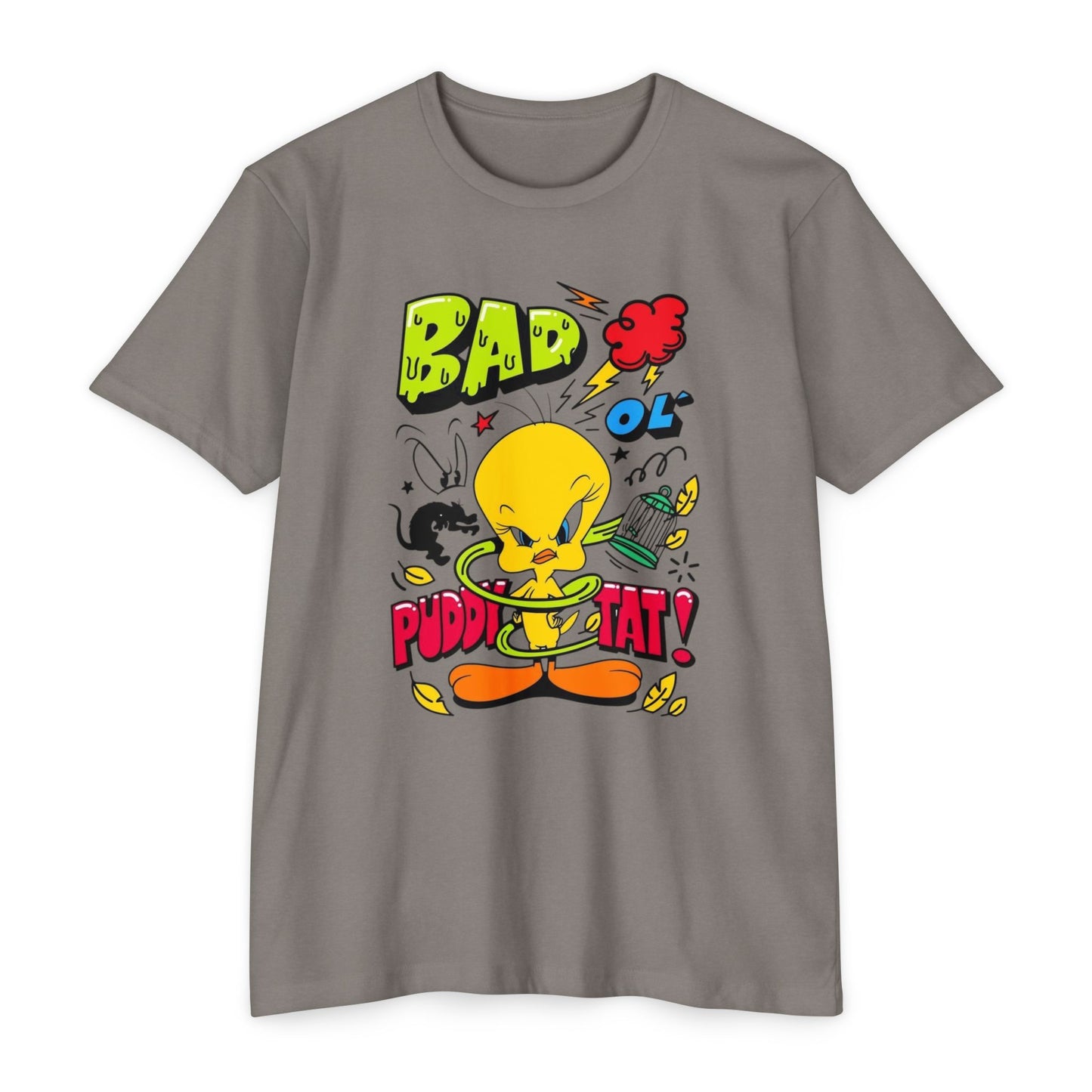 Bad Ol' Puddy Tat T-shirt, Unisex Jersey Tee, Vintage Cartoon Top, Fun Graphic Tee, Quirky Gift for Fans, Retro Style Apparel
