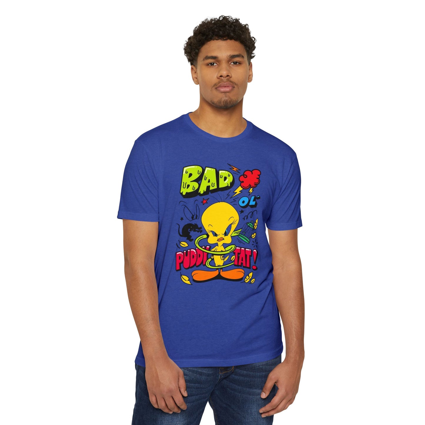 Bad Ol' Puddy Tat T-shirt, Unisex Jersey Tee, Vintage Cartoon Top, Fun Graphic Tee, Quirky Gift for Fans, Retro Style Apparel