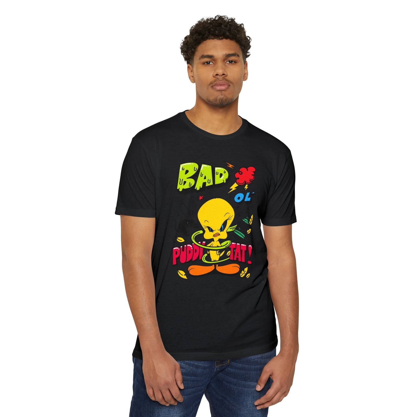 Bad Ol' Puddy Tat T-shirt, Unisex Jersey Tee, Vintage Cartoon Top, Fun Graphic Tee, Quirky Gift for Fans, Retro Style Apparel