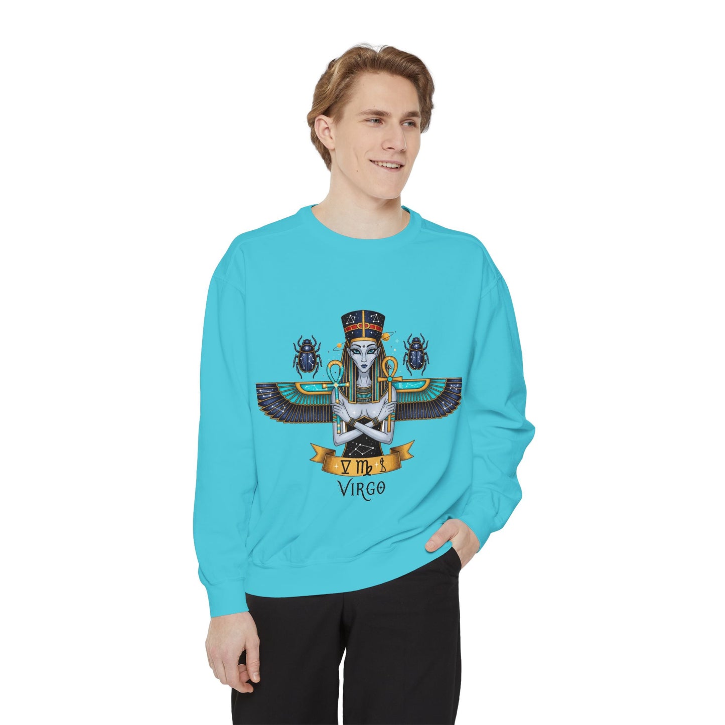 Virgo Goddess Sweatshirt | Unisex Garment-Dyed Hoodie for Astrology Lovers, Cozy Fall Wear, Birthday Gift, Spiritual Apparel