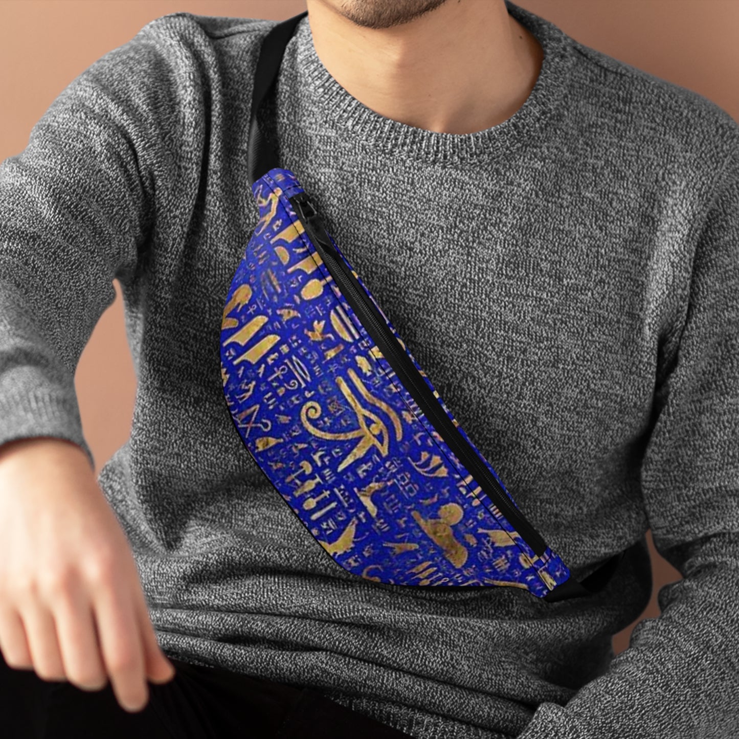 Ancient Egyptian Pattern Fanny Pack, Bohemian Sling Bag, Festival Travel Bag, Unique Gift for Adventurers, Trendy Statement Accessory