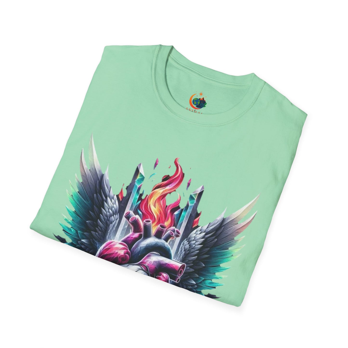 Artistic Heart Wings T-Shirt | Unisex Softstyle Tee, Heart Design Shirt, Graphic Art Tee, Trendy Casual Top, Gift for Art Lovers