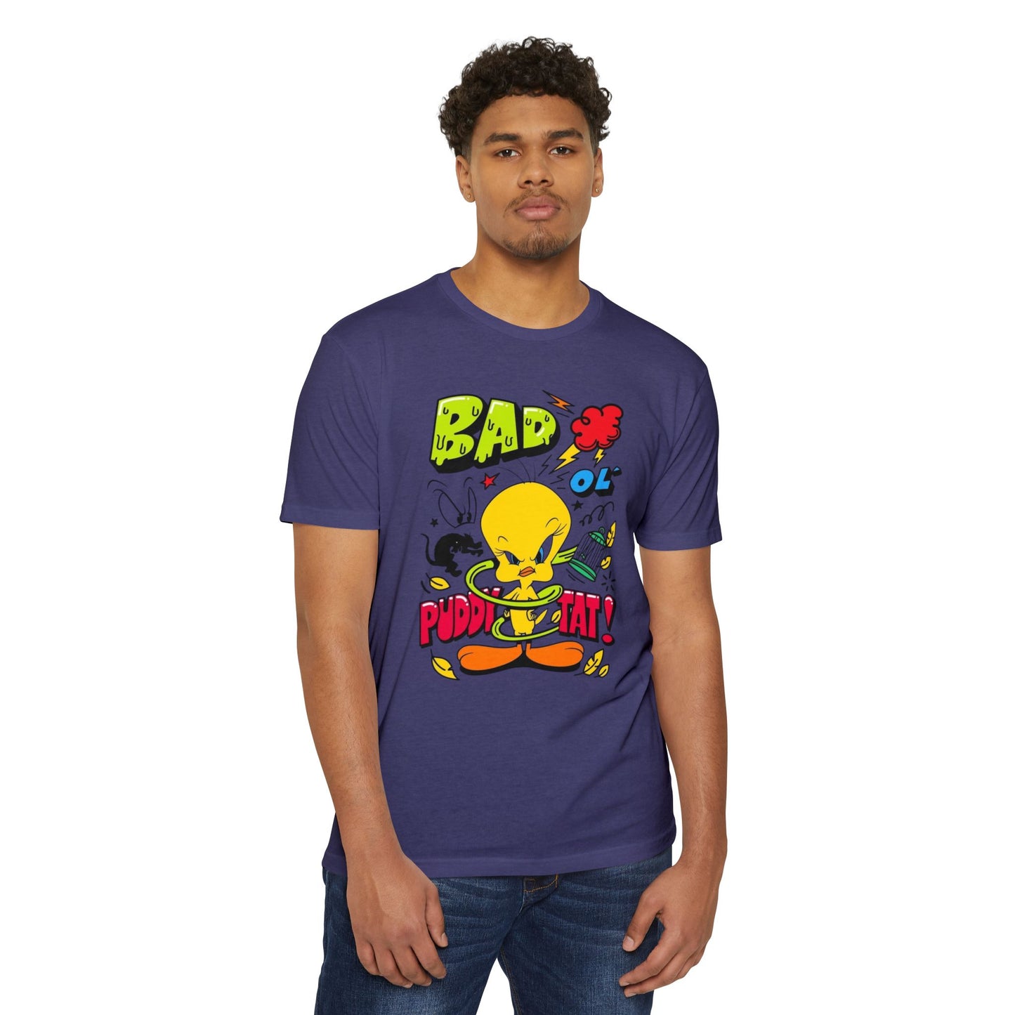 Bad Ol' Puddy Tat T-shirt, Unisex Jersey Tee, Vintage Cartoon Top, Fun Graphic Tee, Quirky Gift for Fans, Retro Style Apparel