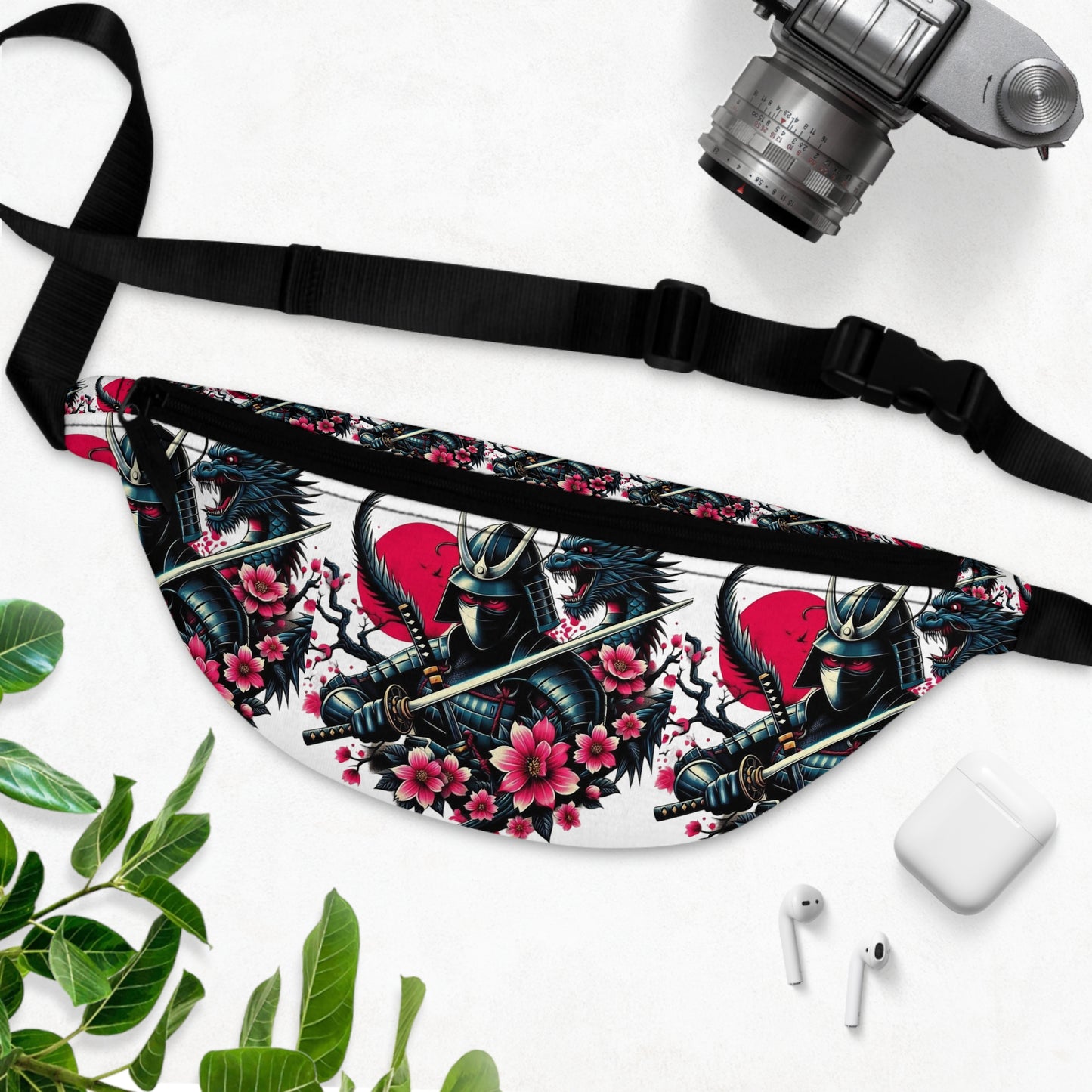 Cool Samurai Art Fanny Pack, Hip Bag, Festival Essential, Sporty Accessory, Travel Companion, Streetwear Fashion
