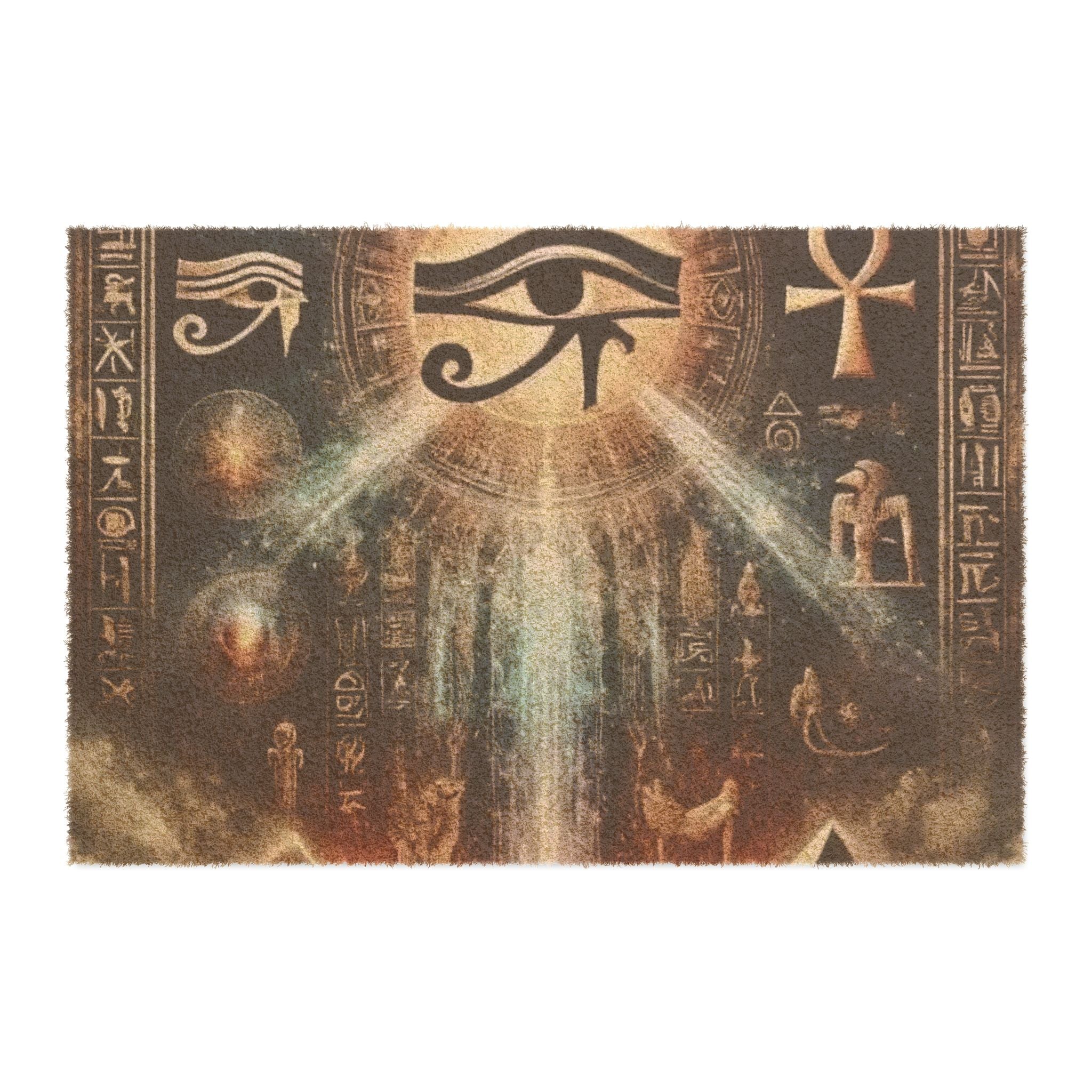 Mystical Eye Symbol Doormat, Egyptian Themed Entryway Mat, Unique Home Decor, Gift for Spirituality Lovers, Boho Welcome Mat