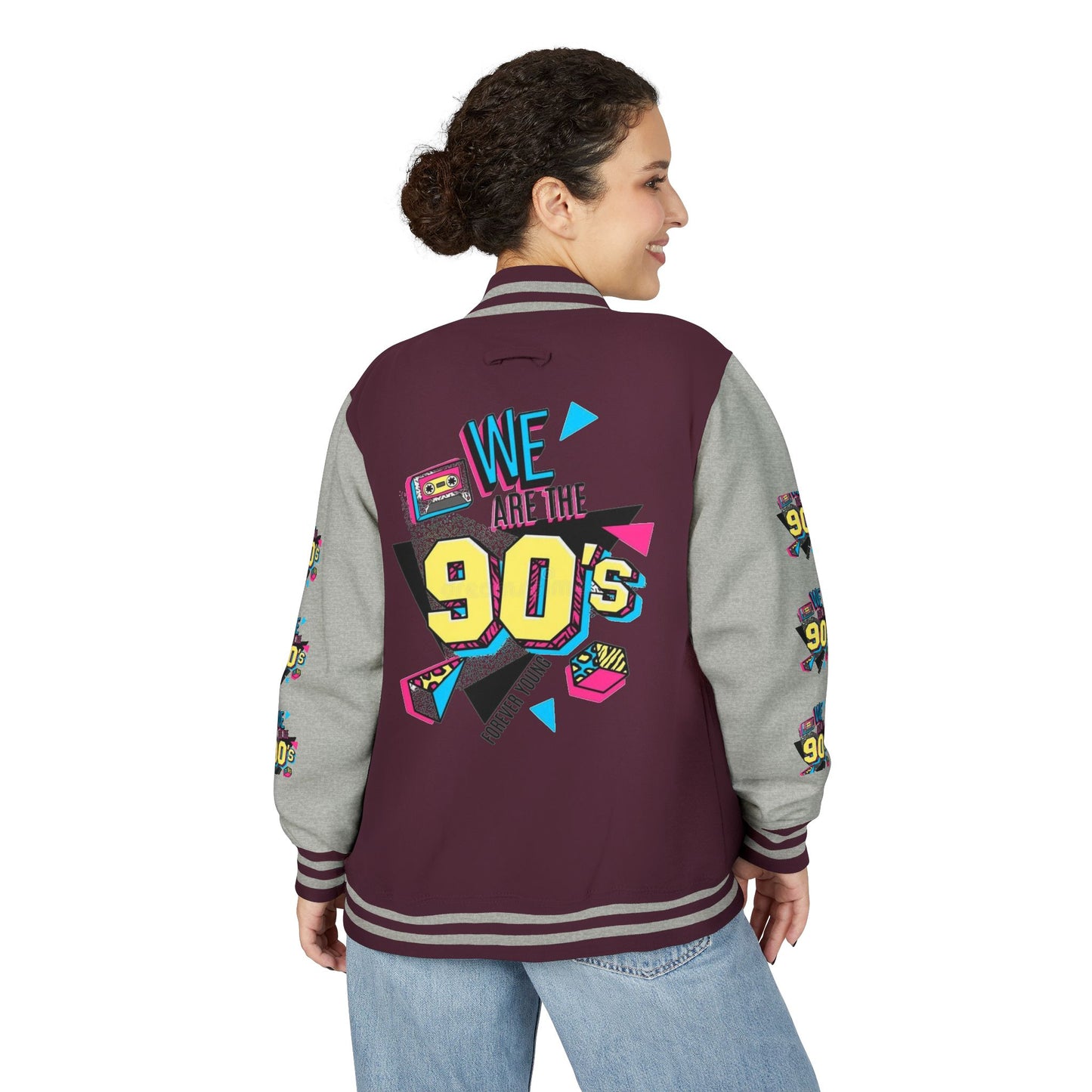 90's Nostalgia Unisex Letterman Jacket - Vintage Style, Retro Apparel, Gift for Him/Her, 90's Themed Party, Unisex Fashion