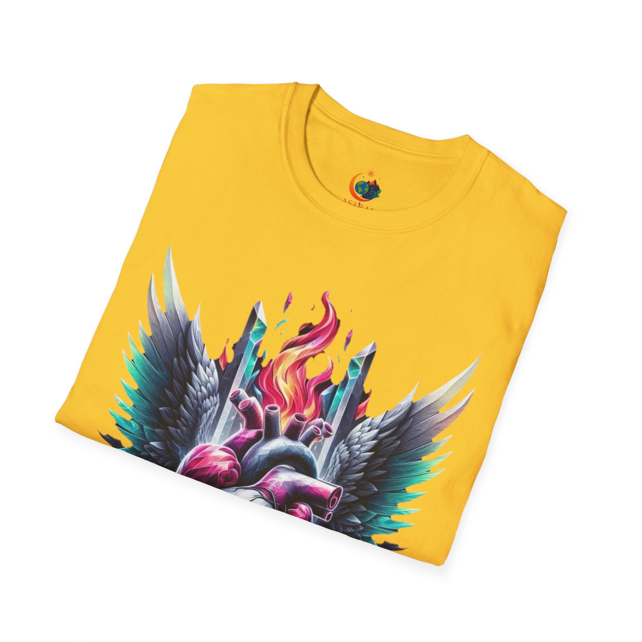 Artistic Heart Wings T-Shirt | Unisex Softstyle Tee, Heart Design Shirt, Graphic Art Tee, Trendy Casual Top, Gift for Art Lovers