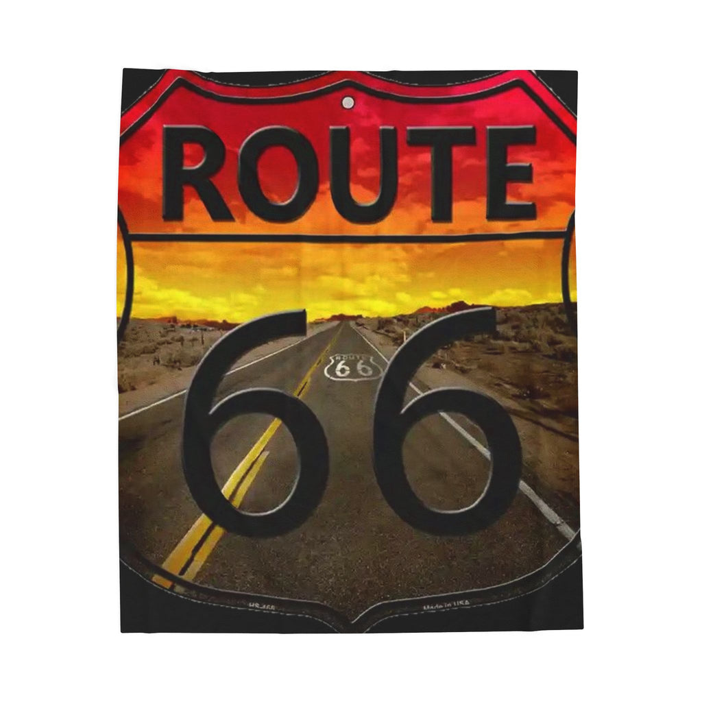 Route 66 Velveteen Plush Blanket - Cozy Travel-Inspired Decor