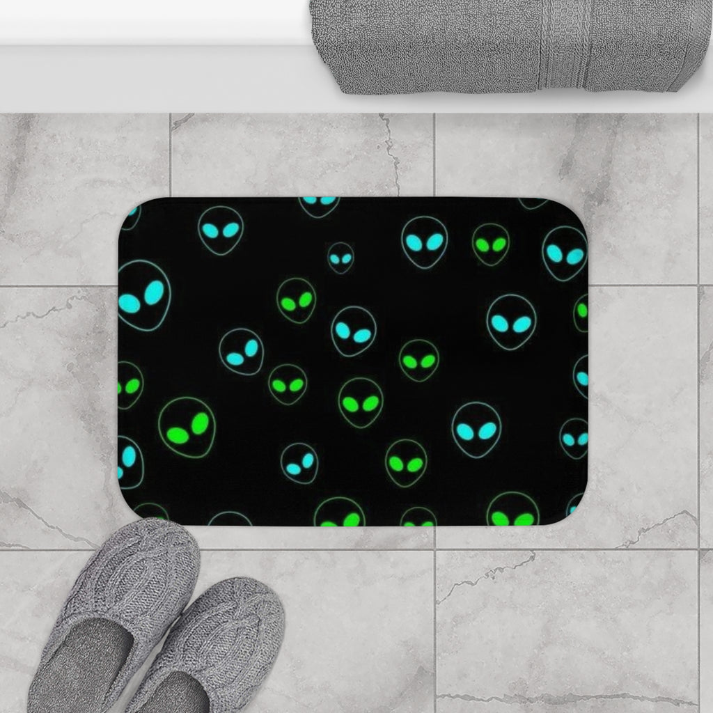 Alien Themed Bath Mat | Quirky Home Décor for Sci-Fi Lovers, Unique Gift, Bathroom Accent, Eco-Friendly, Fun Design