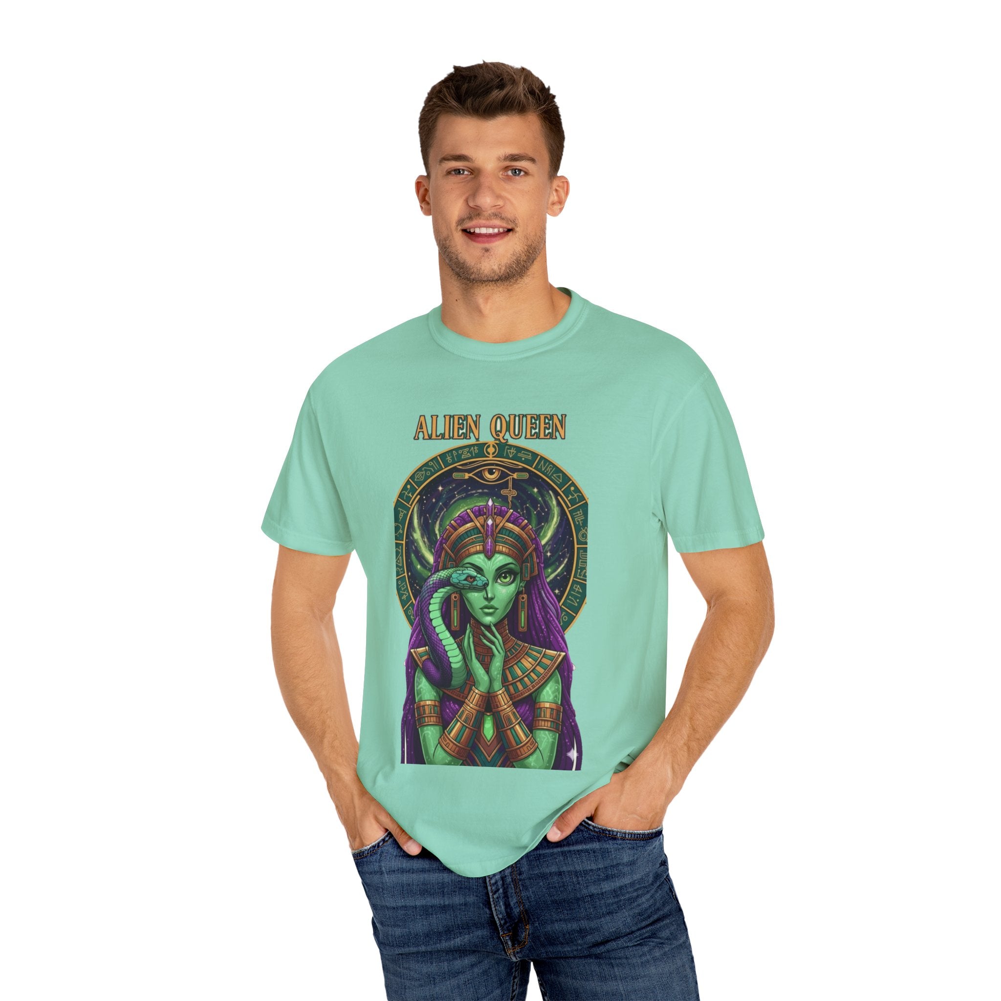 Alien Queen T-Shirt, Unisex Graphic Tee, Vintage-Style Apparel, Space-Themed Gift, Cool Casual Wear, Festival Fashion, Unique Gift Idea