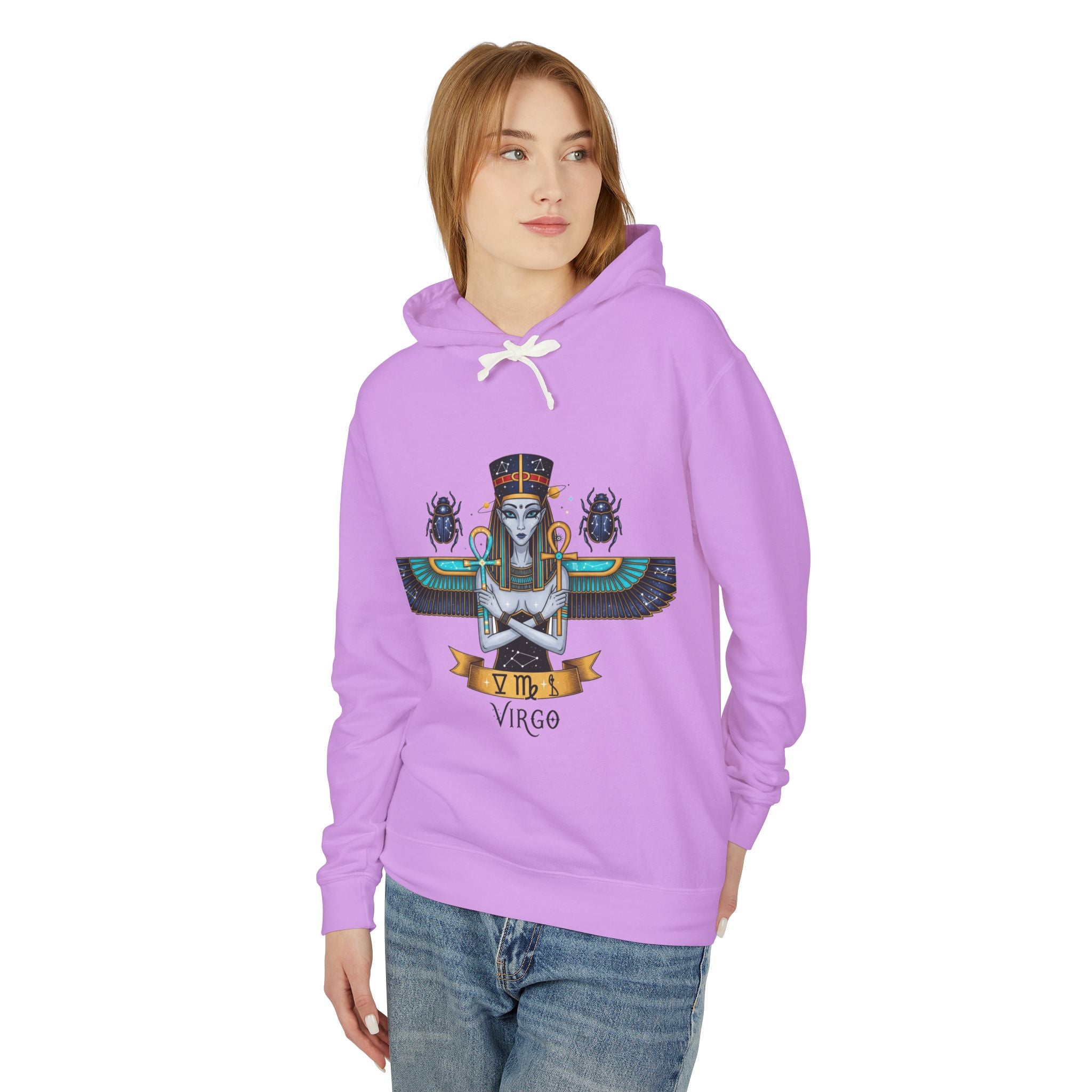 Virgo Unisex Lightweight Hooded Sweatshirt, Astrology Gift, Boho Style, Zodiac Hoodie, Halloween Apparel, Casual Wear
