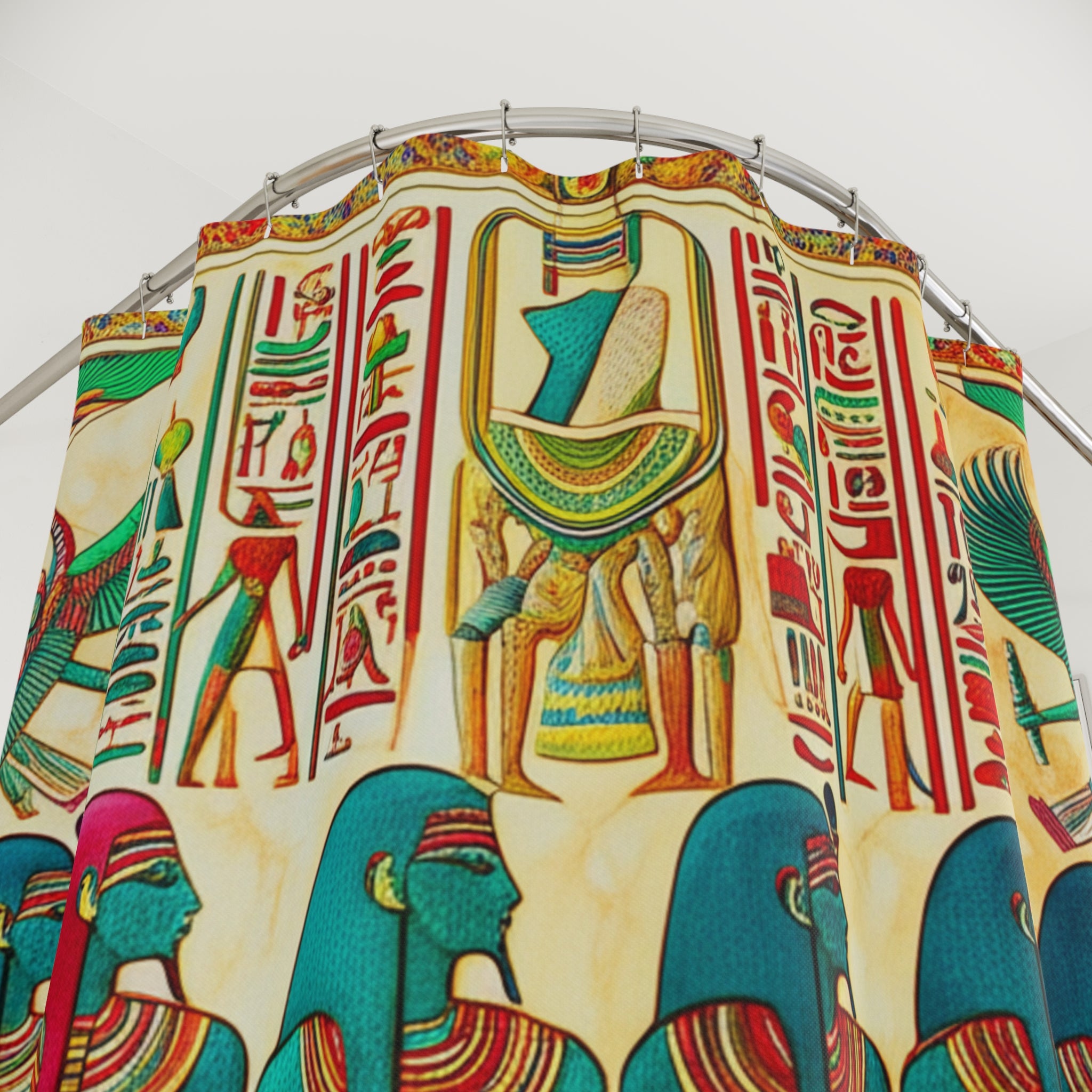 Vibrant Egyptian Print Shower Curtain, Boho Bathroom Decor, Unique Home Accessory, Gifts for Egypt Lovers, Stylish Bathing Experience, [...]