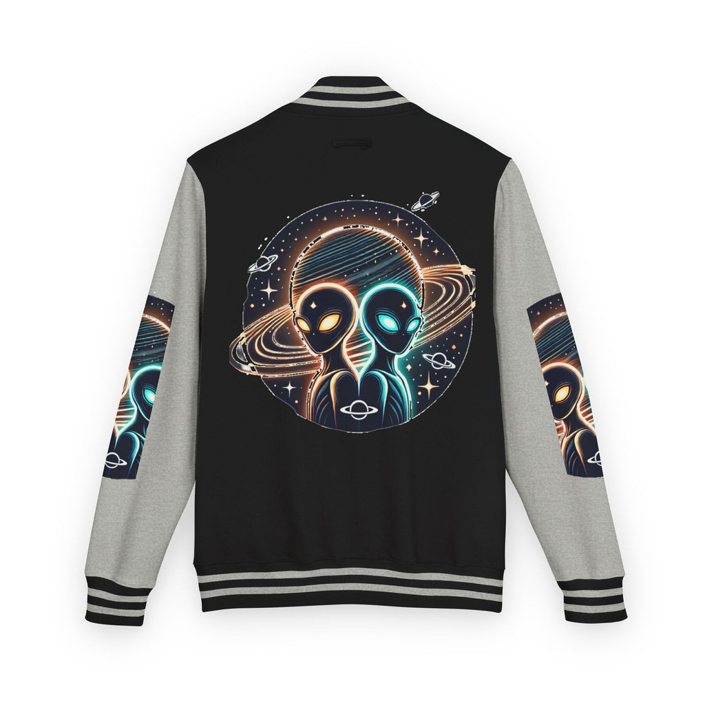 Cosmic Alien Letterman Jacket | Vintage Style Outerwear, Trendy Unisex Jacket, Space Theme Apparel, Perfect for Cosplay or Gift